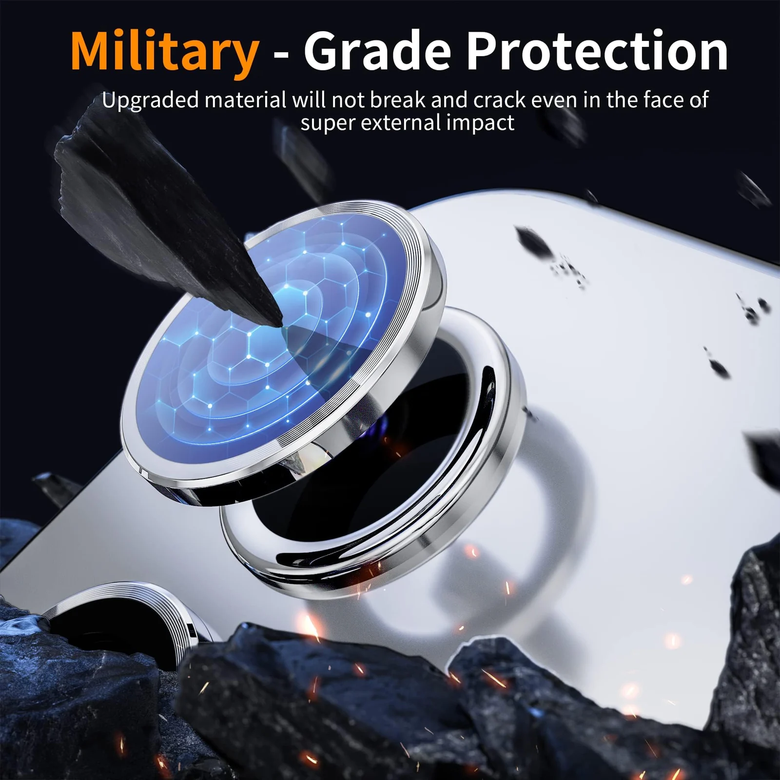 DL3 Mobilak Camera Lens Protector For Samsung Galaxy A14 / Galaxy A24 / Galaxy A34 Camera Lens Film Metal Ring Ultra HD, 9H Hardness, Scratch Resistance Camera Lens Protective Film - Silver