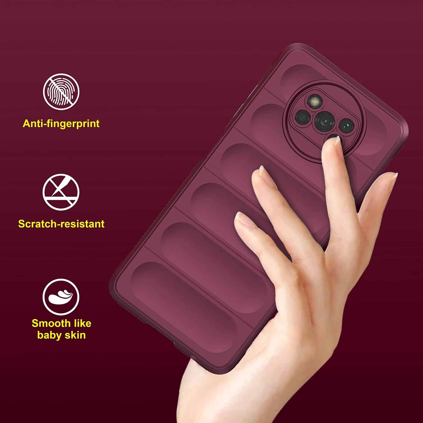DL3 Mobilak Flexible Silicone and TPU Protective Case with Camera Protection for Xiaomi Poco X3 NFC / Poco X3 / Poco X3 Pro - Wine Red