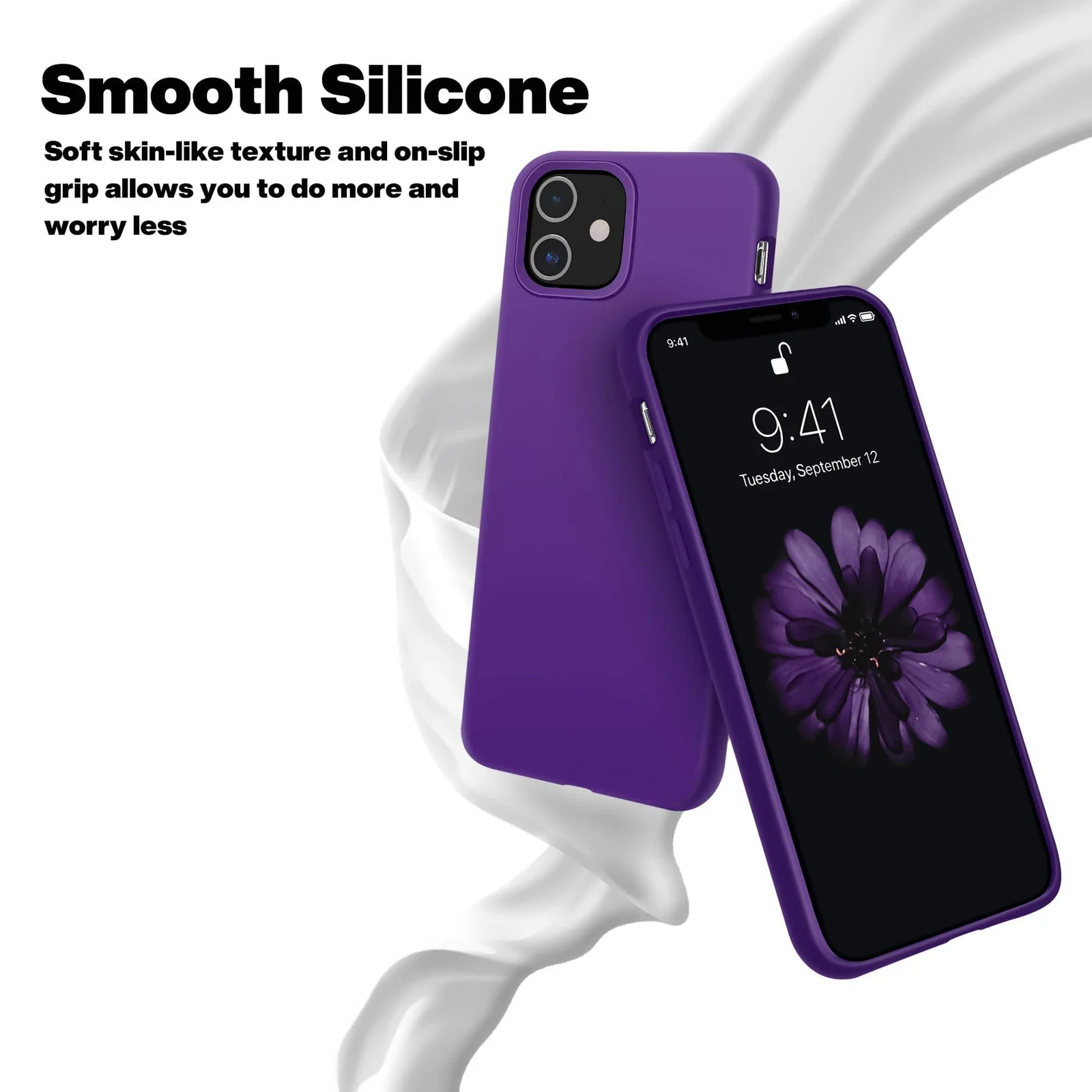 DL3 Mobilak Liquid Silicone Case for iPhone 11 (6.1 Inch), Shock-absorbing protection, Scratch-resistant surface, Soft microfiber lining - Purple