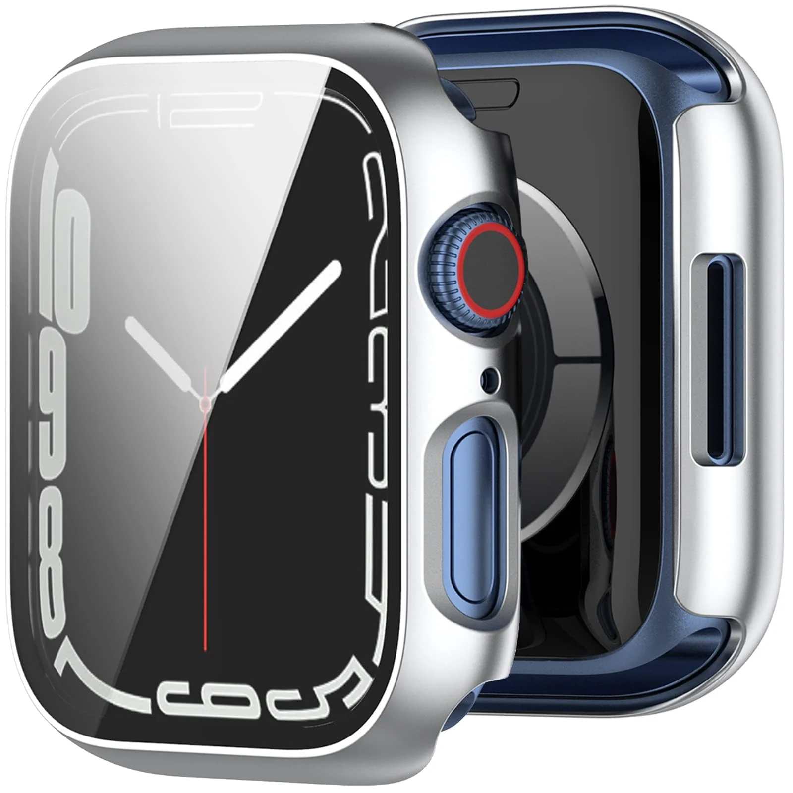 DL3 Mobilak Stainless Steel Band with Case Compatible with Apple Watch Band 45mm Series 9/8/7, Men Woman Business Strap with Protective Bumper Cover for iWatch Series 7/8/9 45mm - StarLight