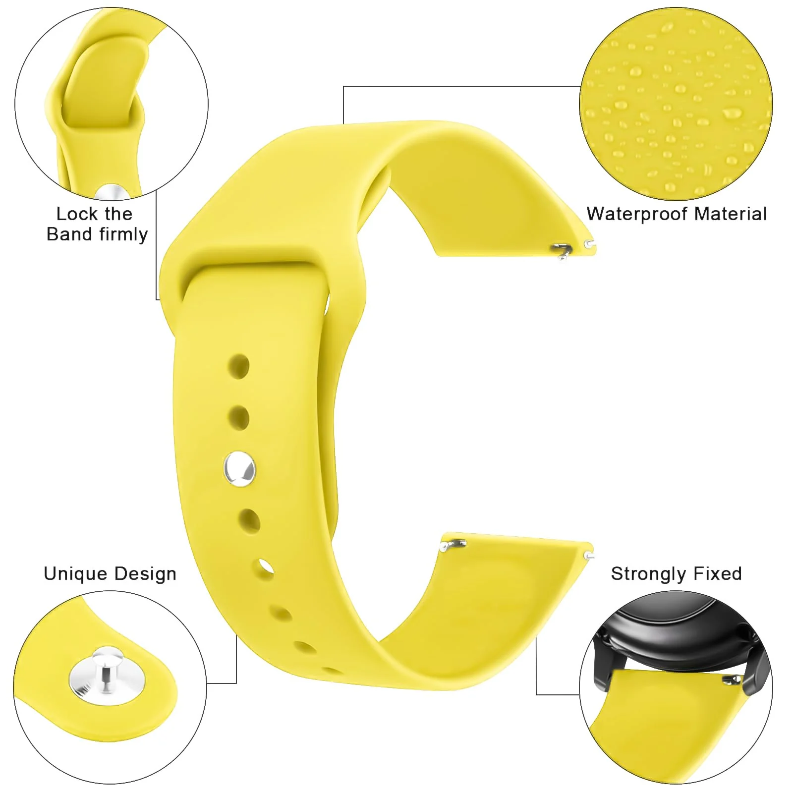 DL3 Mobilak Straps Compatible with Xiaomi Redmi Watch 5 Active/Redmi Watch 5 Lite Bracelets for Men Women, 22mm Soft Silicone Strap, Waterproof Adjustable Band Sports Replacement - Yellow
