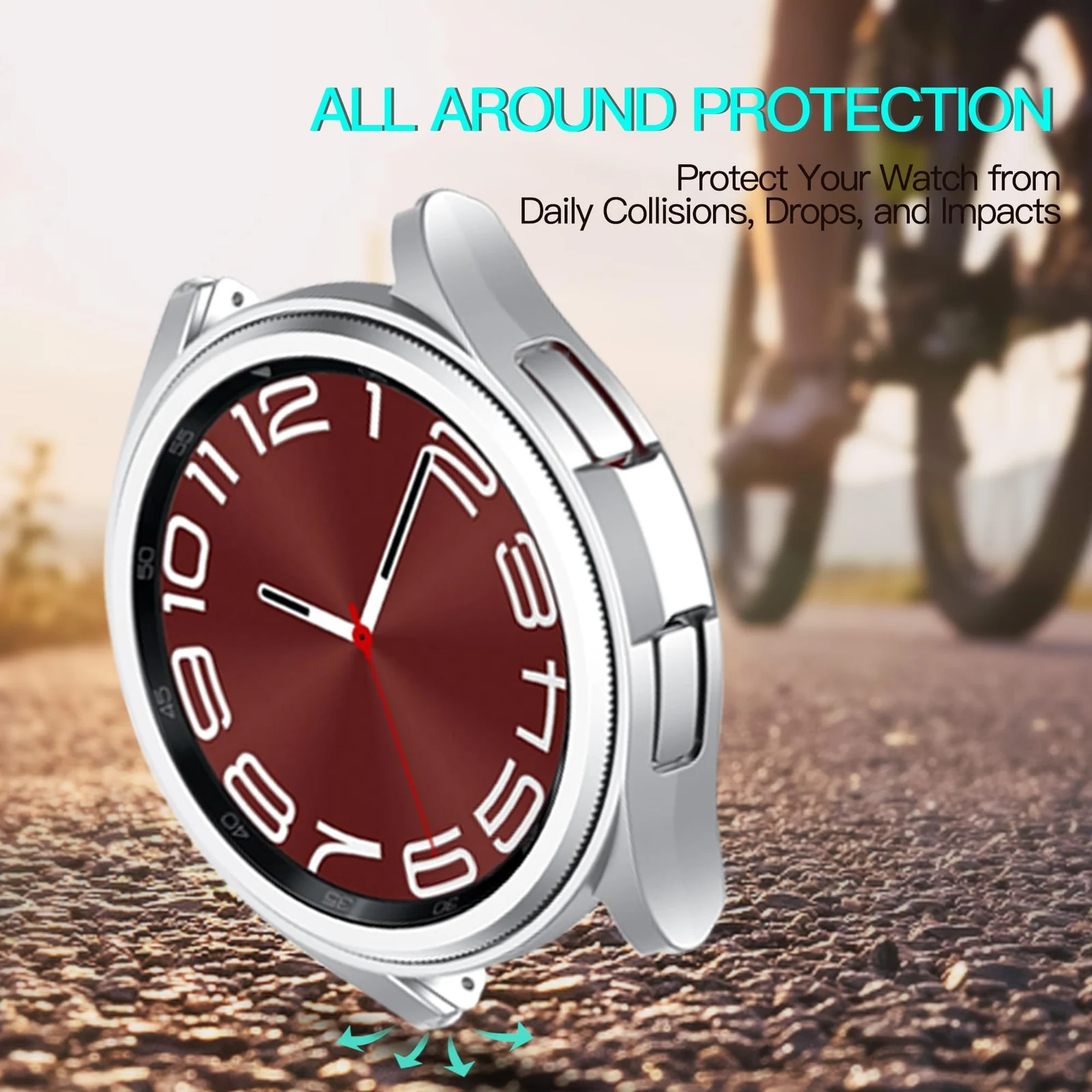 DL3 Mobilak Compatible with Samsung Galaxy Watch 6 Classic 47mm Protective Case - PC Protective Case Cover Shell [NO Screen Film] Compatible with Samsung Galaxy Watch 6 Classic 47mm - Silver
