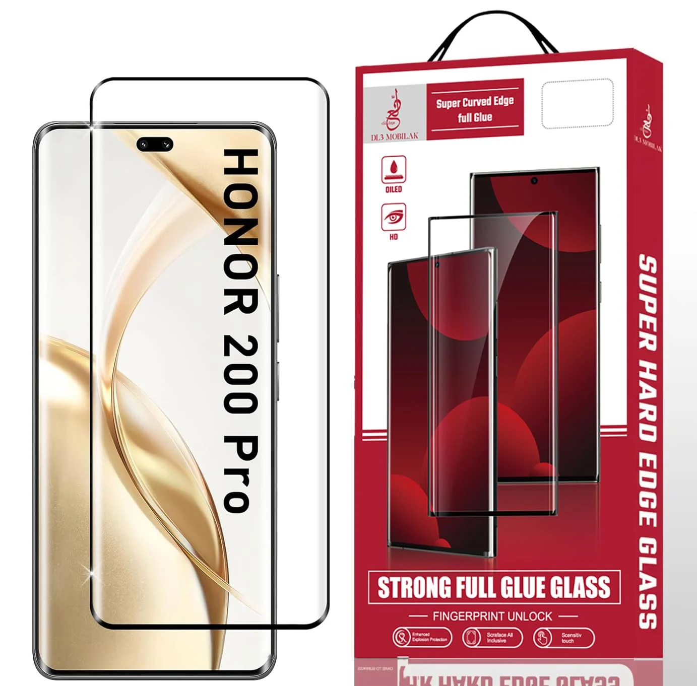 DL3 Mobilak Screen Protector for Honor 200 Pro 5G, Tempered Glass Screen Saver Premium HD Protective, Scratch Resistant, NO-Bubble, 9H Hardness, Full Coverage Film - Clear
