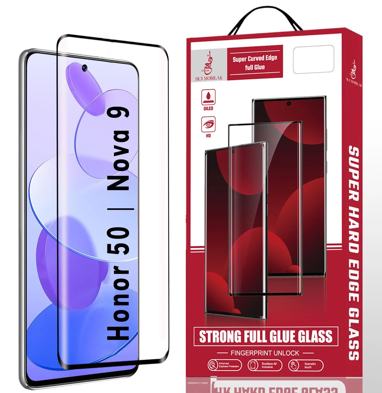 DL3 Mobilak Screen Protector for Honor 50 / Huawei Nova 9, Tempered Glass Screen Saver Premium HD Protective, Scratch Resistant, NO-Bubble, 9H Hardness, Full Coverage Film - Clear