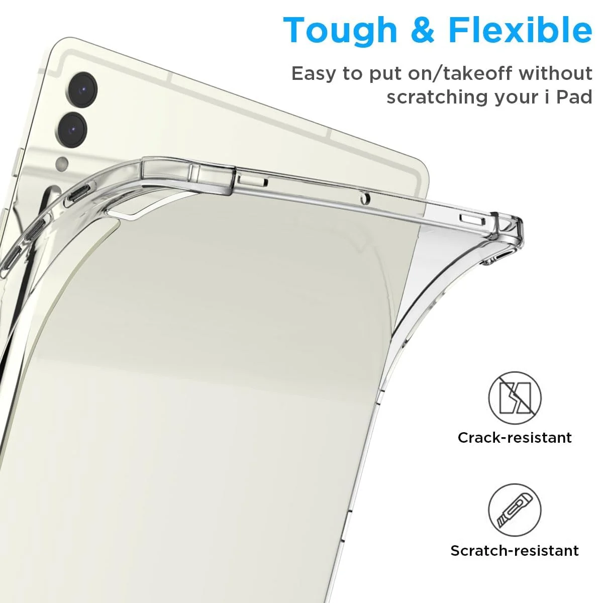DL3 Mobilak Case Compatible with Samsung Galaxy Tab S9+ Plus/Galaxy Tab S9 FE+ Plus 12.4 Inch 2023, Ultra Thin Silicone Shockproof Back Shell HD TPU Protective Cover - Clear