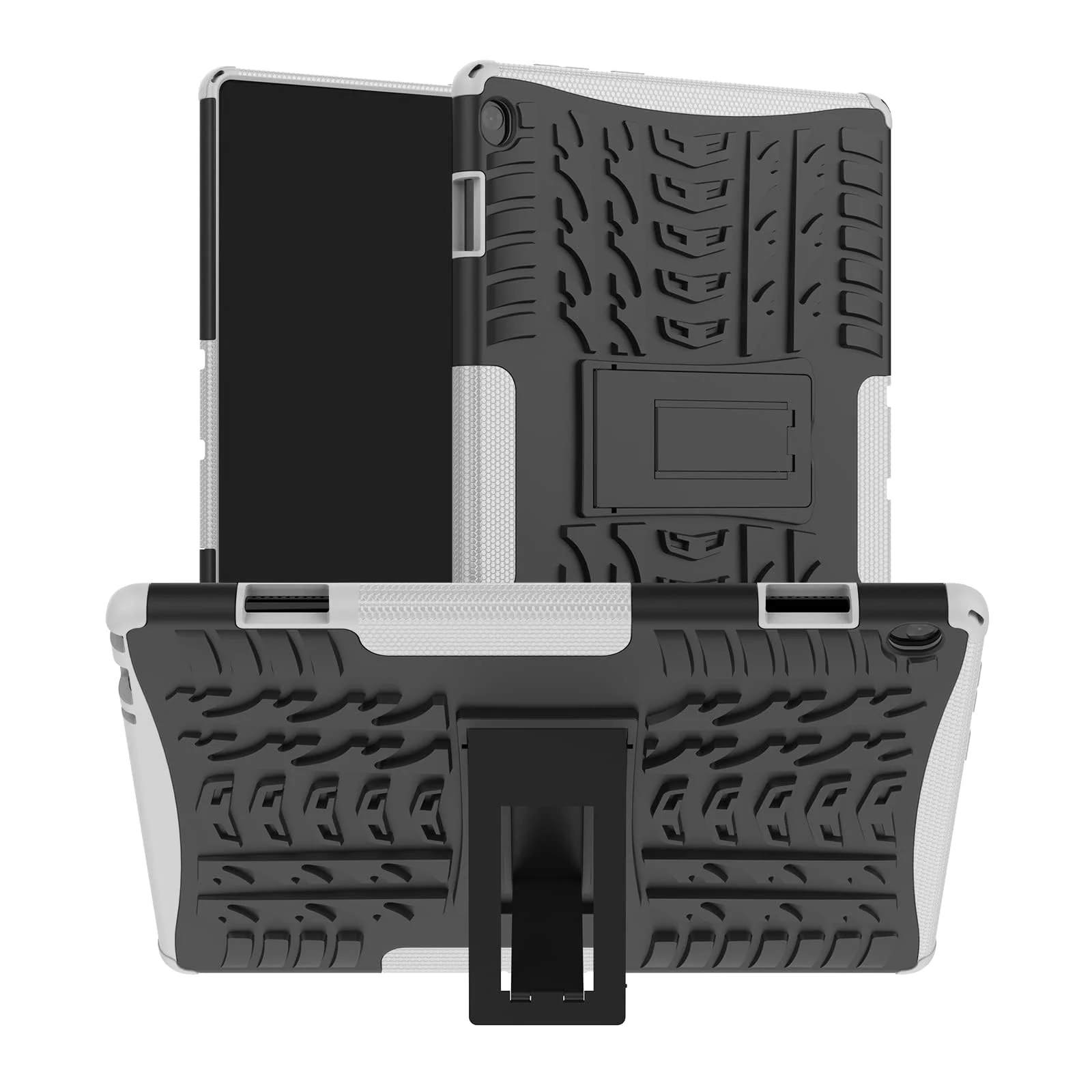 DL3 Mobilak Case For Lenovo Tab M10 HD TB-X505 / TB-X605 10.1-inch tablet, Hybrid Rugged Armor Heavy Duty 2 in 1 TPU + PC Combo Dual Layer Shockproof Case with Kickstand - White