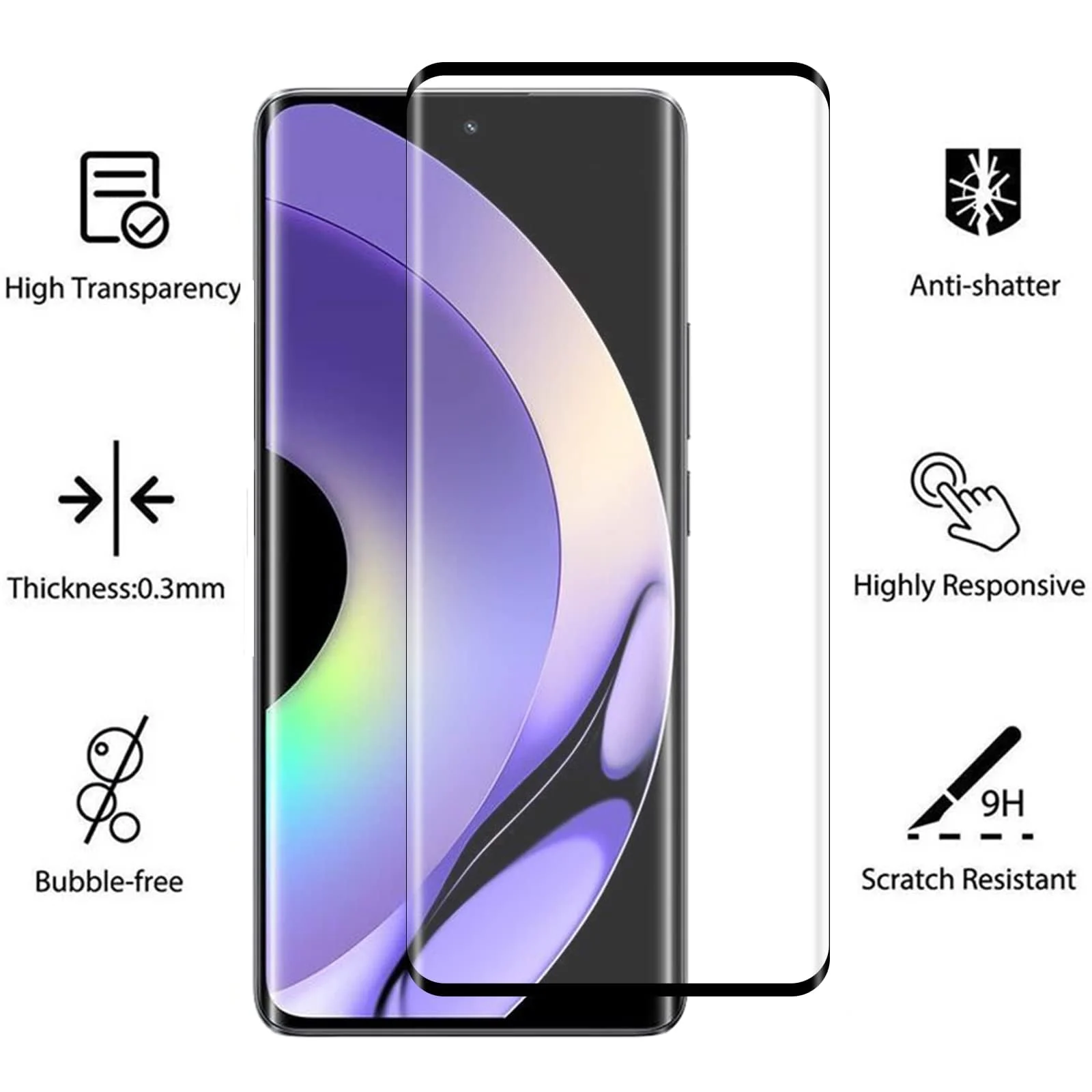 DL3 Mobilak Screen Protector for OPPO realme 10 Pro Plus, Tempered Glass Screen Saver Premium HD Protective, Scratch Resistant, NO-Bubble, 9H Hardness, Full Coverage Film - Clear