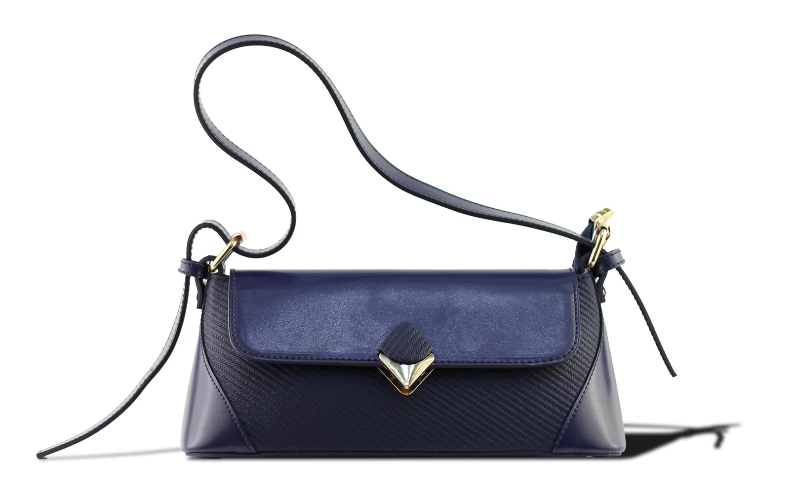 Mobigon Elegant Women’s Baguette Shoulder Bag with Magnetic Gold Clasp, Textured Faux Leather, Zippered Main Compartment & Inner Pocket for Formal & Daily Use
