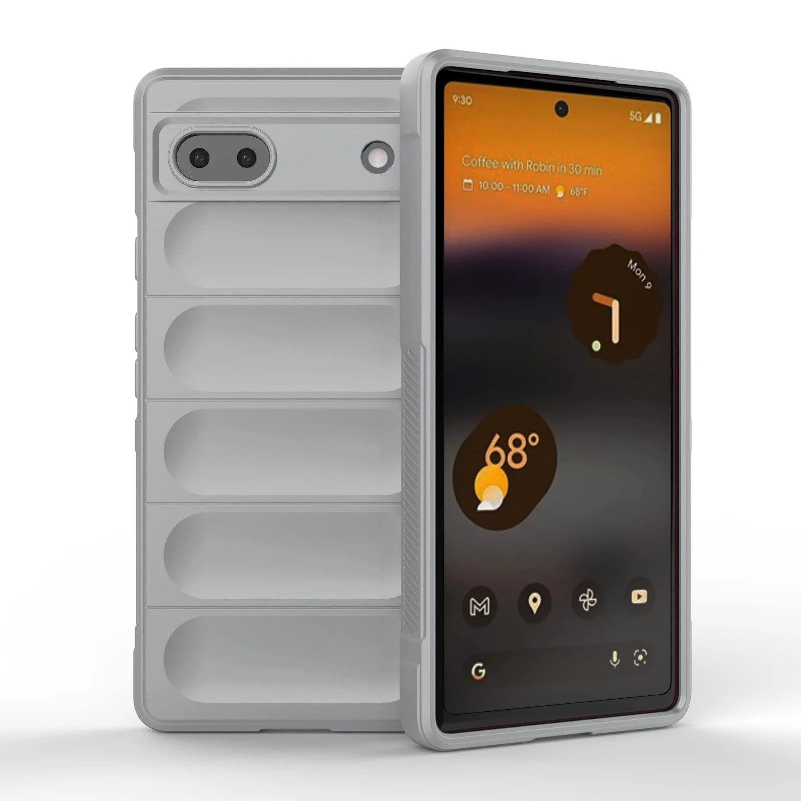 DL3 Mobilak Silicone Case for Google Pixel 6A Heavy Duty Protective [Slim Fit] Shockproof Soft Flexible Protective Design Shock-Absorption TPU Cover With Camera Protection - Gray