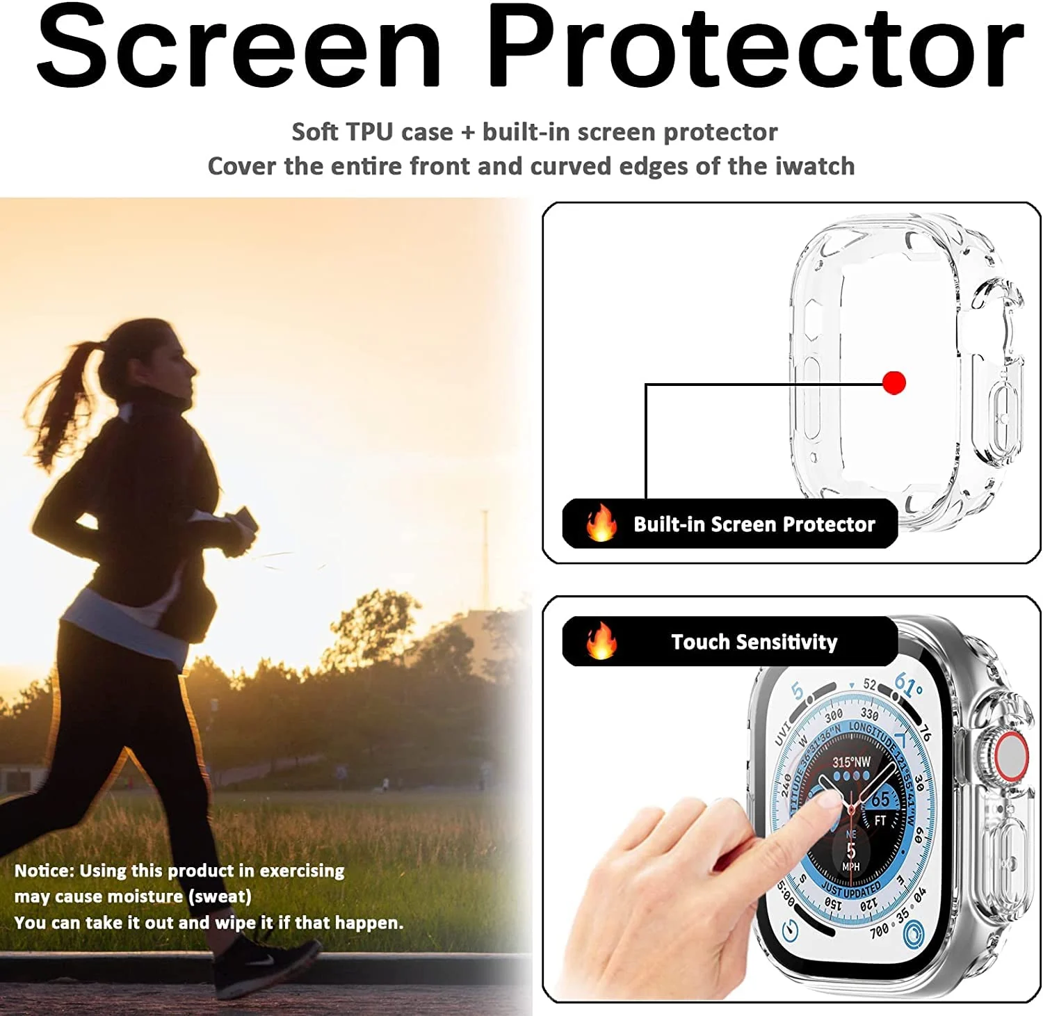 DL3 Mobilak Case Compatible with Apple Watch Ultra 49mm Case Watch Soft TPU Shockproof Cover Slim Guard Thin Bumper Shell Protector - Clear