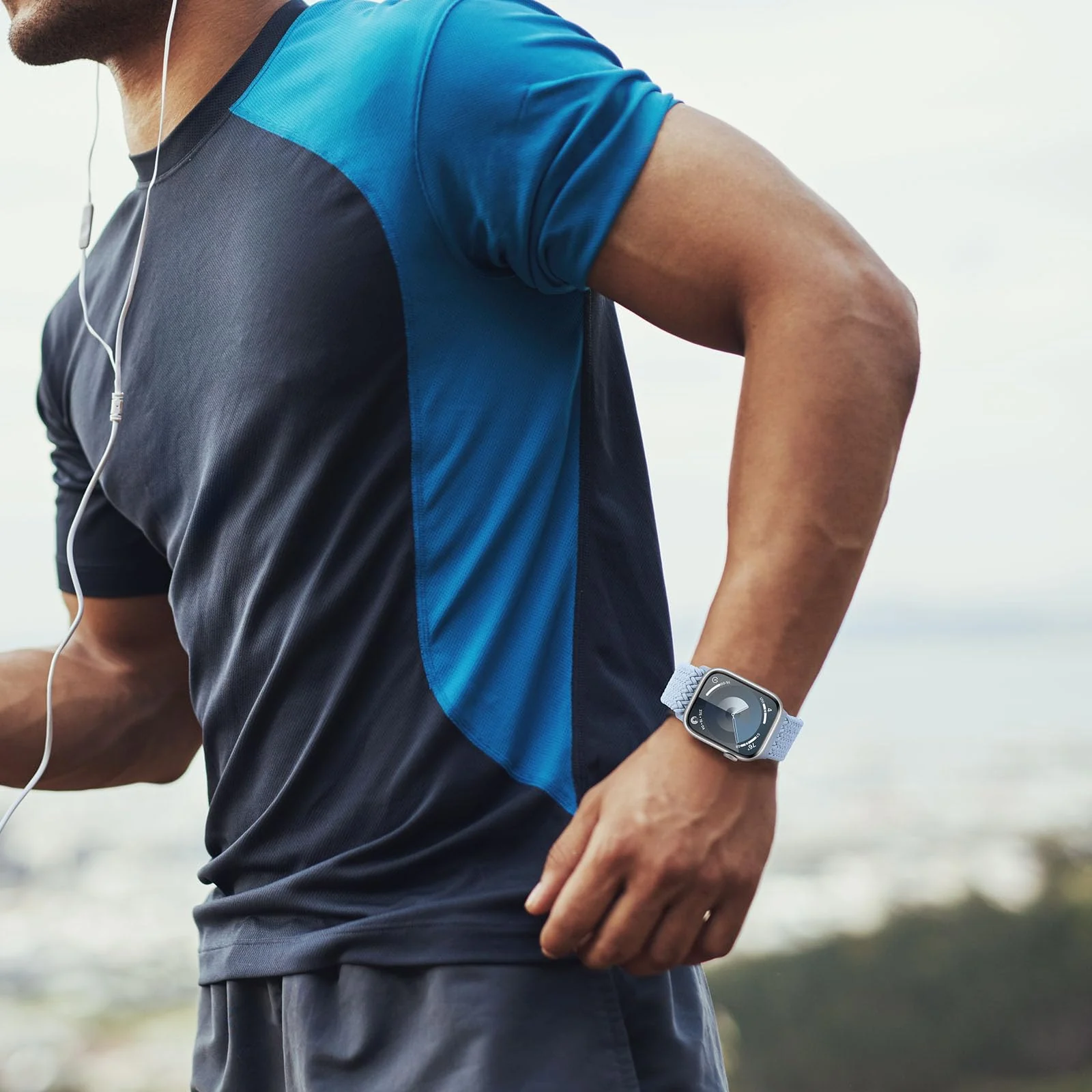 DL3 Mobilak Sport Solo Loop Compatible with Apple Watch Band 42mm 44mm 45mm 46mm 49mm for Women Men, Magnetic Strap Stretchy Braided Wristband for iWatch Series 11 10 9 8 7 6 5 4 3 Ultra 3 2 1 SE SE2 - Light Blue
