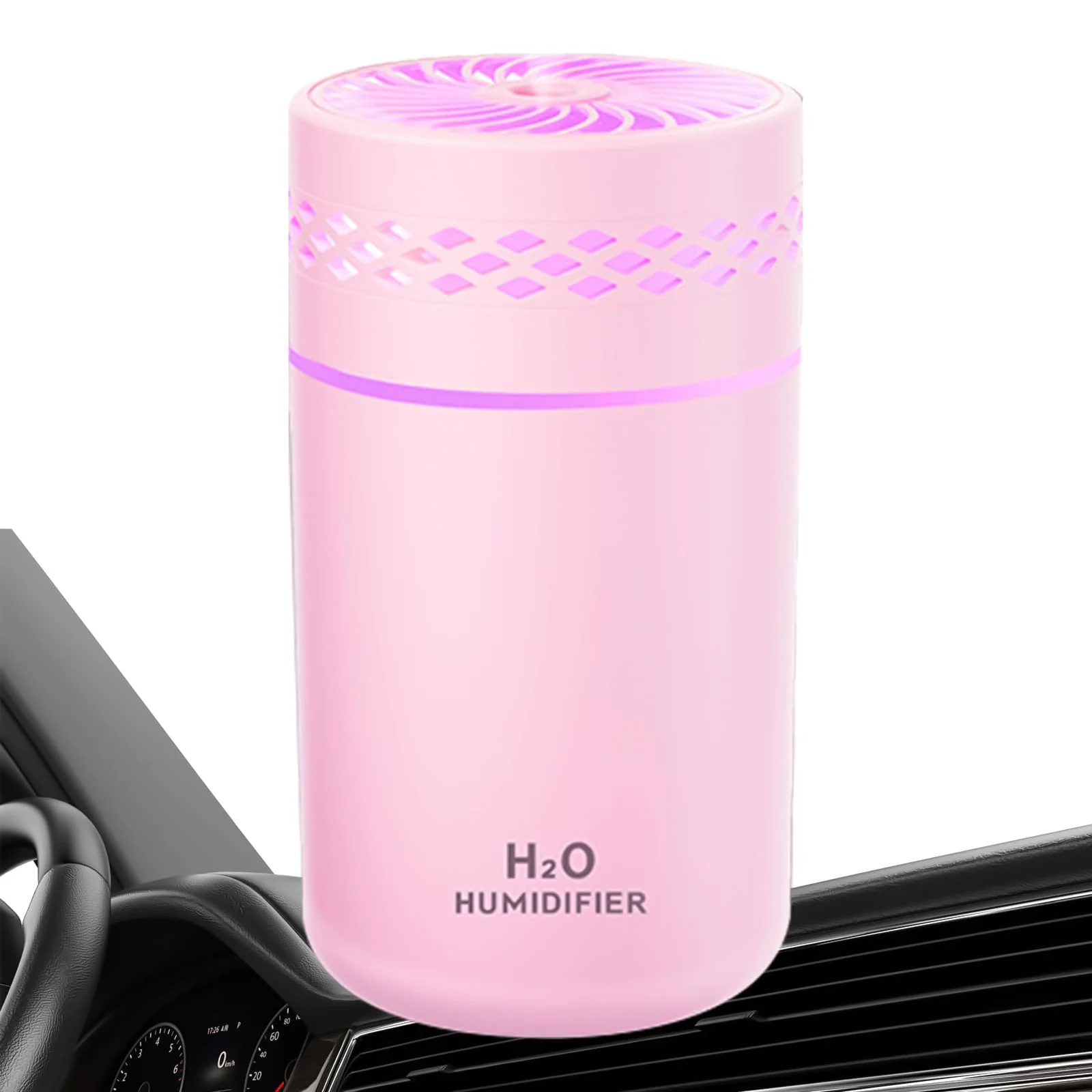 Mobigon Wood Cool Mist Ultrasonic Humidifier for Room Moisture, Aroma Diffuser for Home, 260ml Essential Oil Diffuser with 7 Colorful Night Light, Auto Shut-Off, Home, Office, car - Pink