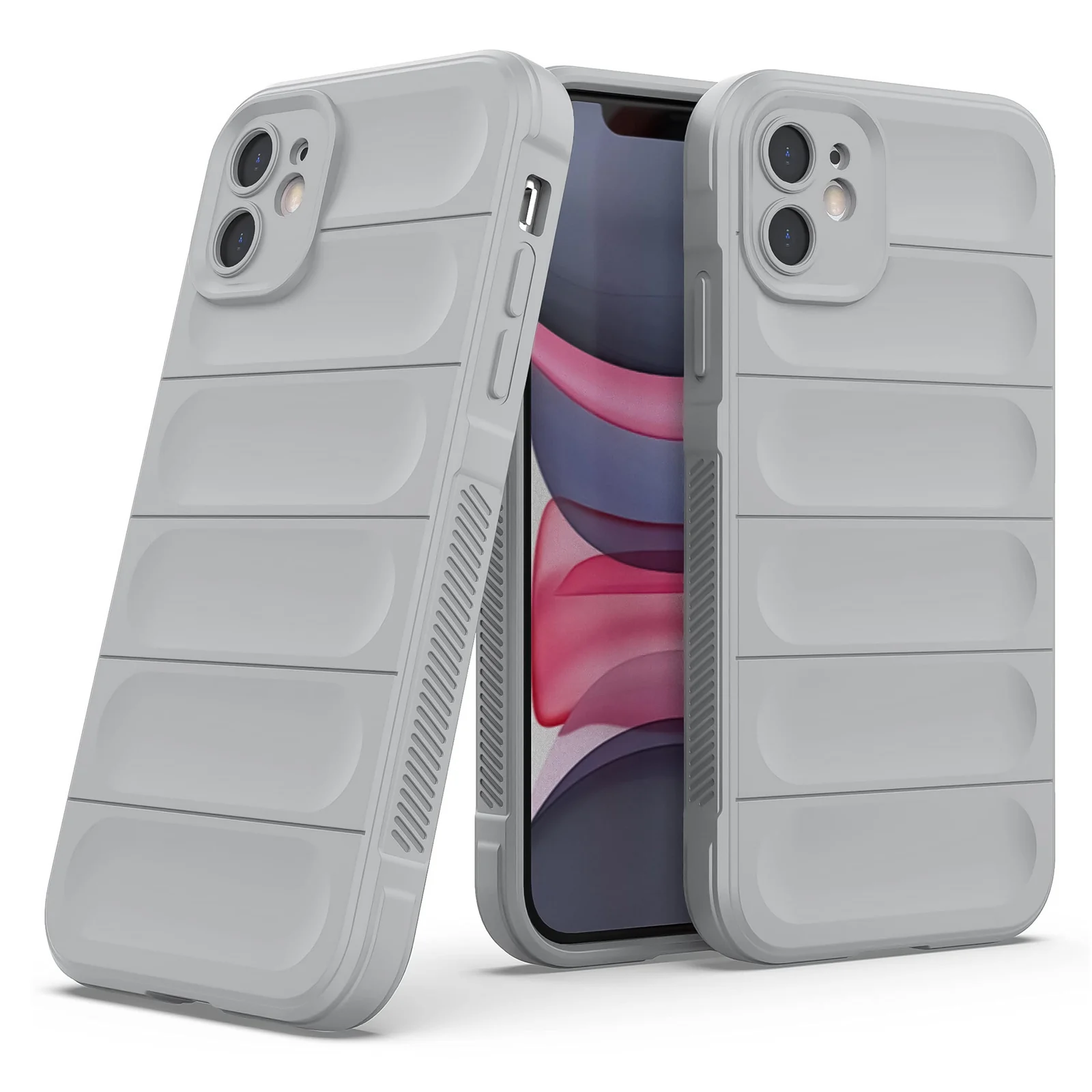 DL3 Mobilak Flexible Silicone and TPU Protective Case with Camera Protection for Apple iPhone 12 - Gray