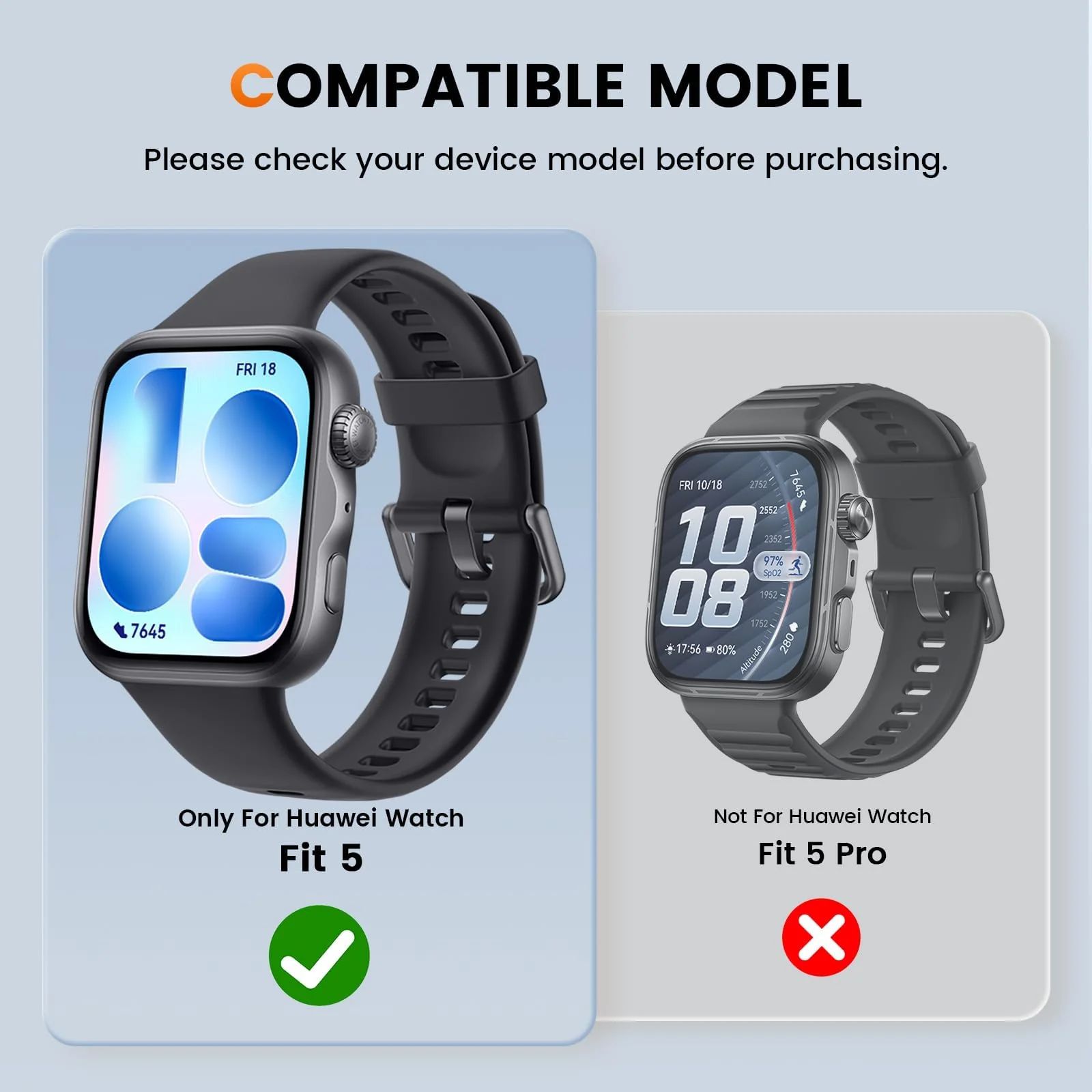 DL3 MOBILAK Crystal Bling Hard PC Watch Bumper for Huawei Watch Fit 5, Silver