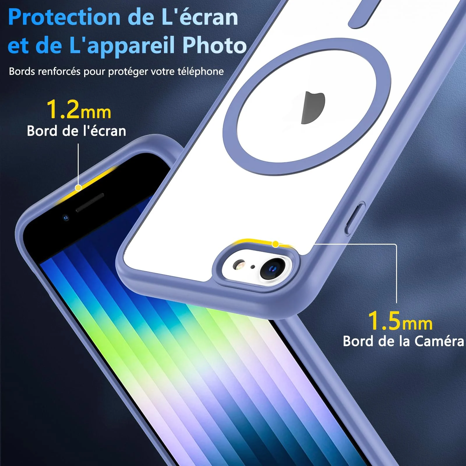 DL3 Mobilak Clear MagSafe-Compatible Magnetic Case for iPhone 7 Plus / iPhone 8 Plus with Camera Protection and Military-Grade Protection - Sierra Blue