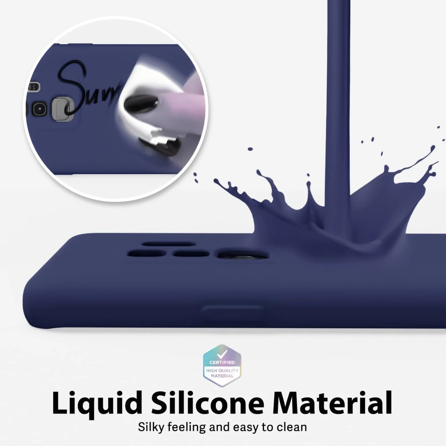 DL3 Mobilak Liquid Silicone Protective Case with Soft Microfiber Lining with Full Camera Protection for Samsung Galaxy S9 Plus - Blue 2