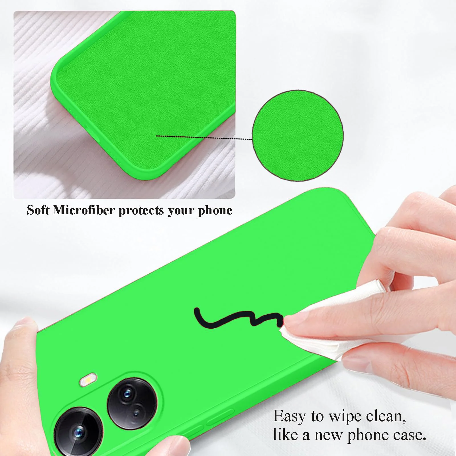 DL3 Mobilak Silicone Protective Case for realme 10 pro plus, Shock-absorbing protection, Scratch-resistant surface, Soft microfiber lining - Neon Green
