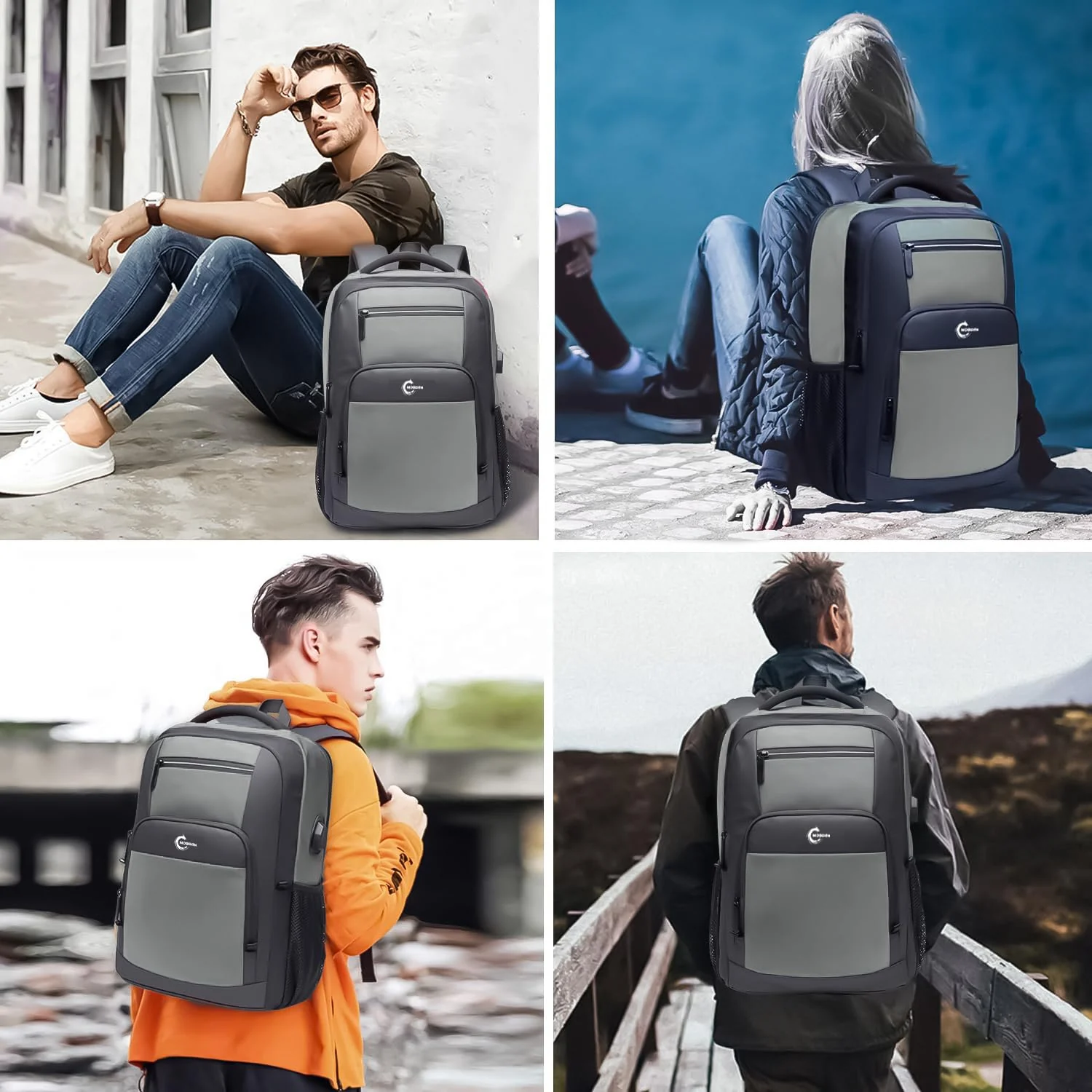 Mobigon Business Laptop Backpack, 15.6 Inch Travel Laptop Bag Rucksack with USB Charging Port, Water-Resistant Bag Daypack for Work College Computer Men Women Backpack For MacBooks - Olive
