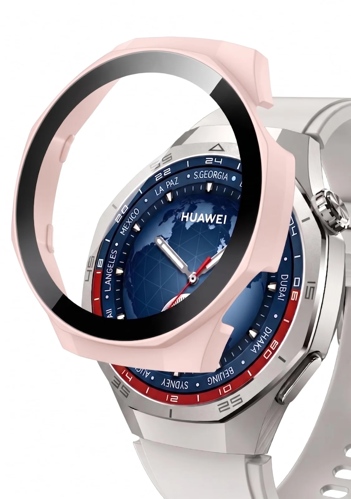 DL3 MOBILAK Full-Coverage Watch Case with Tempered Glass for Huawei Watch GT 5 Pro 46 mm, Pink