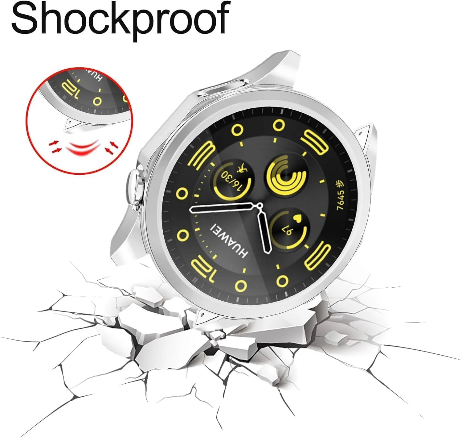 DL3 Mobilak Case Compatible with Huawei Watch GT4 46MM Case All-Around Screen Protector Watch Soft TPU Shockproof Cover Slim Guard Thin Bumper Shell Protector - Sliver
