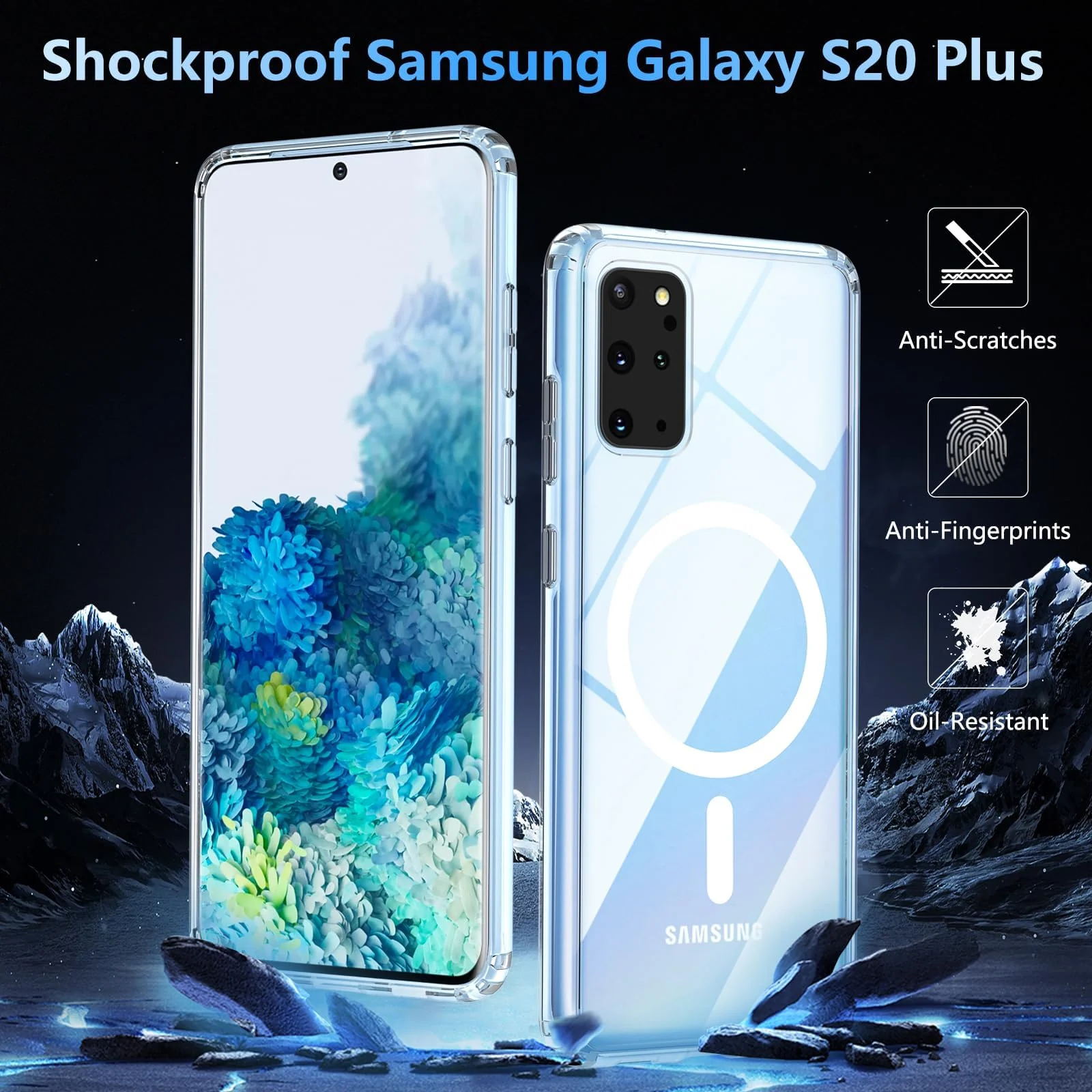 MOBIGON Slim Magnetic MagSafe-Compatible Phone Case for Samsung Galaxy S20 Plus, Clear