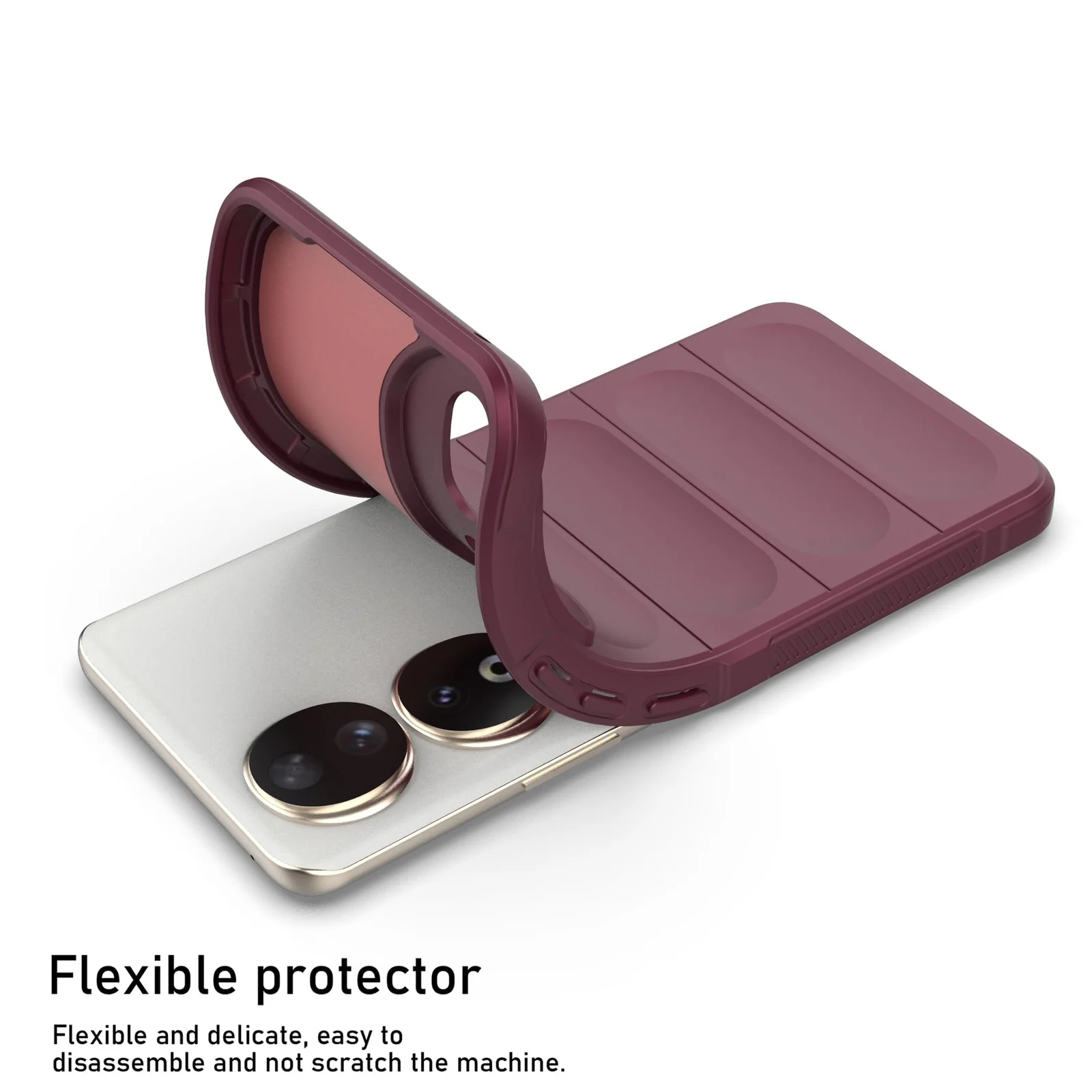 DL3 Mobilak Soft Silicone Protective Case for Honor 90 with Camera Protection and Shockproof Design - Wine Red