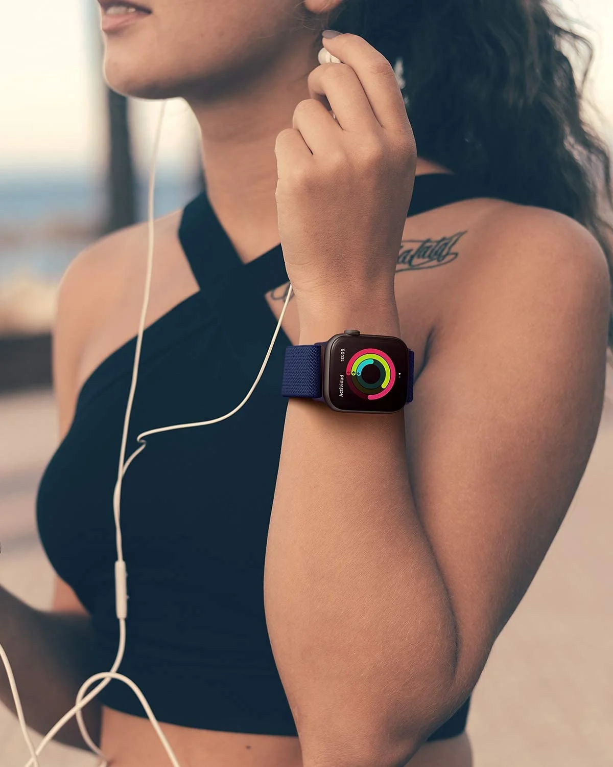 DL3 MOBILAK Nylon Solo Loop Stretchy Straps For Apple Watch Band 49mm 45mm 44mm 42mm 41mm 40mm 38mm, Elastic Wristbands for Series 8 Ultra 7 6 5 4 3 2 1 Se (38MM/40MM/41MM) - Dark Blue