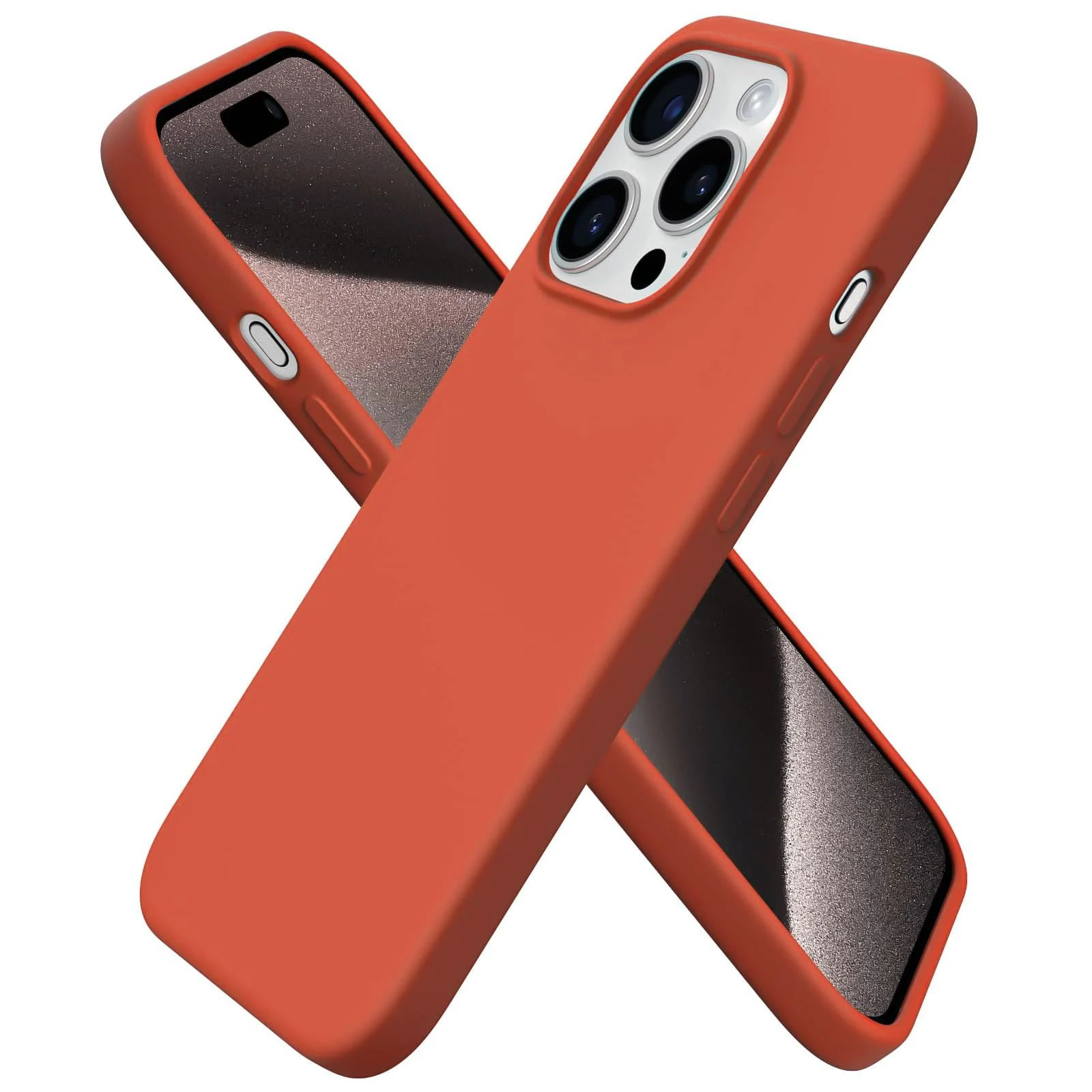 DL3 Mobilak Liquid Silicone Case for iPhone 15 Pro Max, Supports wireless charging, Shock-absorbing protection, Scratch-resistant surface - Orange