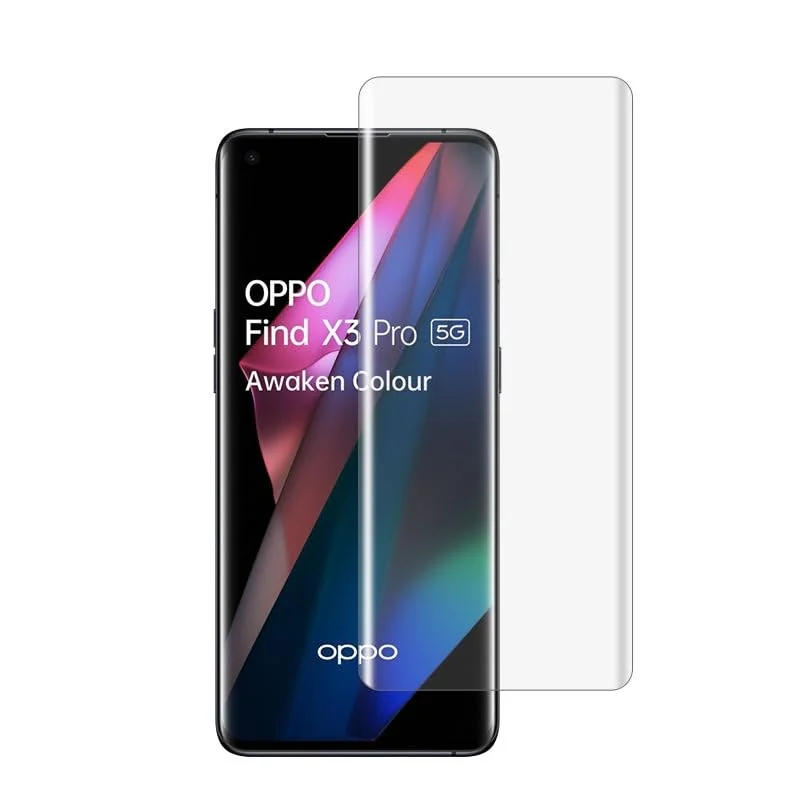 DL3 Mobilak OPPO Find X3 Pro Screen Protector [Liquid UV Tempered Glass] Full Screen adhesive [Sensitive Touch][Fingerprint Sensor Compatible] HD - Clear