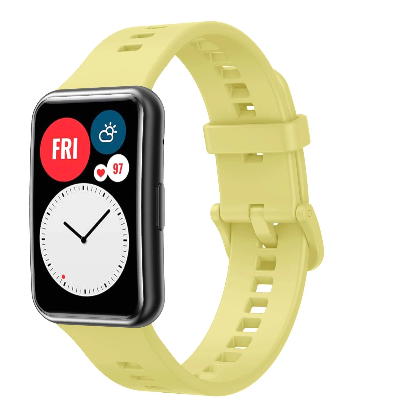 DL3 Mobilak Silicone Strap for Huawei Watch Fit, Soft Band Ultra-Light Waterproof Durable Adjustable Replacement Wristband - Yellow