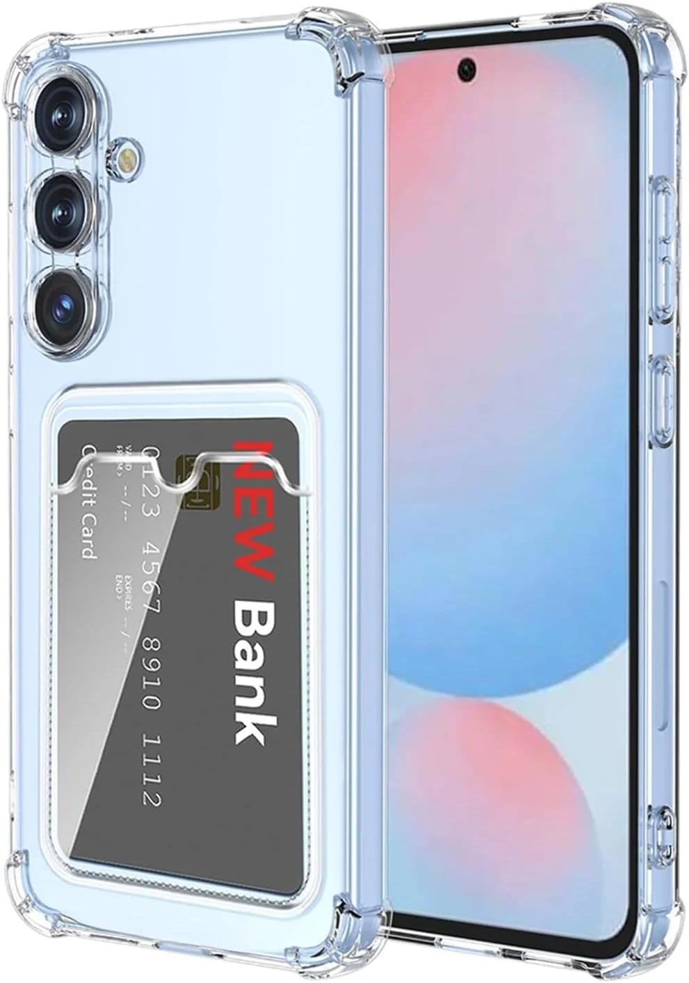 DL3 Mobilak Clear TPU Card Holder Case for Samsung Galaxy S25 FE with Camera Protection and Shockproof Design - Transparent