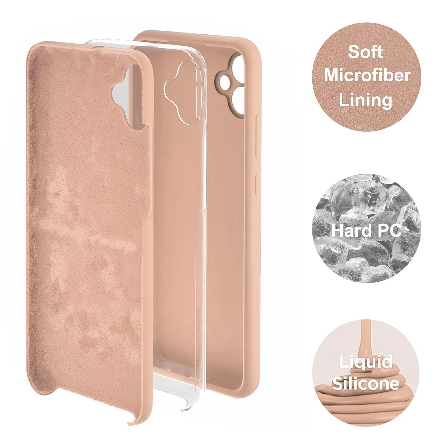 DL3 Mobilak Silicone Protective Case for Samsung Galaxy A04e, Shock-absorbing protection, Scratch-resistant surface, Soft microfiber lining - Light Orange