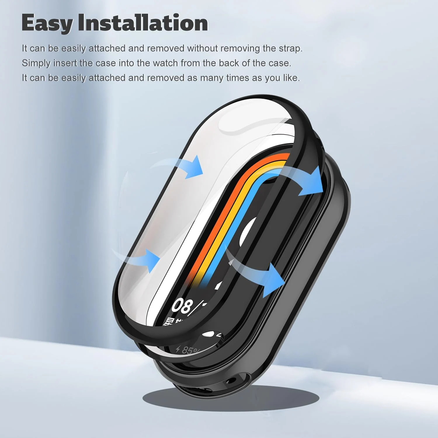 DL3 Mobilak Case Cover for Xiaomi Mi Band 10/9 / 8, Soft HD TPU Clear Film Case, Lightweight cover, Anti-Scratch and Anti-Fall for Protective Shell For Xiaomi Smart Band 10/9/8 - Black