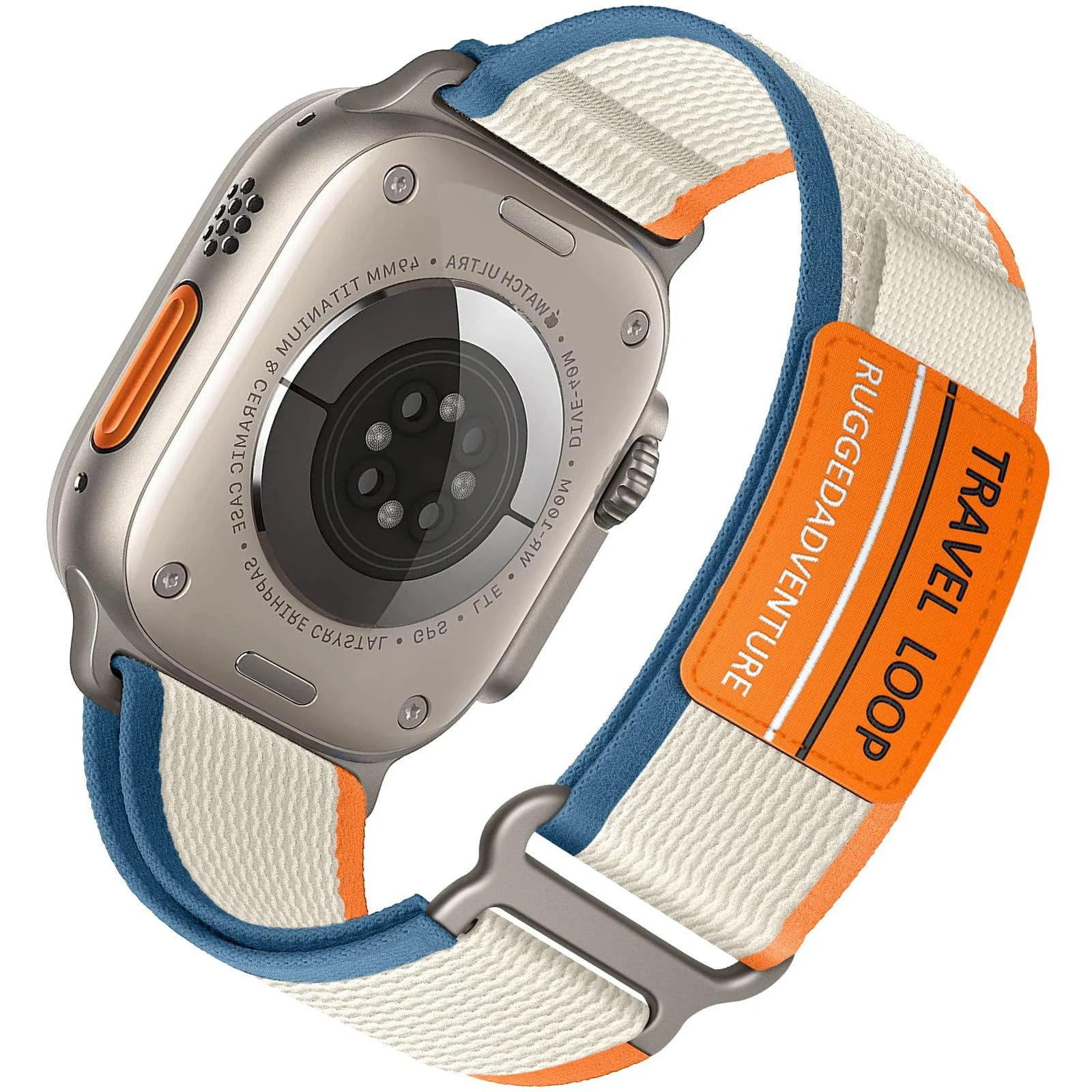 DL3 Mobilak Trail Loop Strap for Apple Watch Ultra Band 49mm 45mm 44mm 42mm iWatch Ultra Band Men Women, Rugged Sport Strap Soft Nylon Wristband for iWatch Ultra 2 Bands Series 9 8 7 6 5 4 3 2 1 SE - A.Orange Beige