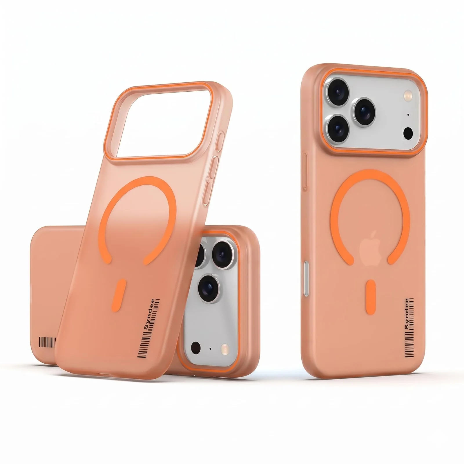 DL3 Mobilak Case Back Cover for iPhone 17 Pro Max, Sleek Frosted Translucent Back Only Compatible with Wireless Magnetic Accessories | Anti-Scratch Shockproof Phone Case - Orange