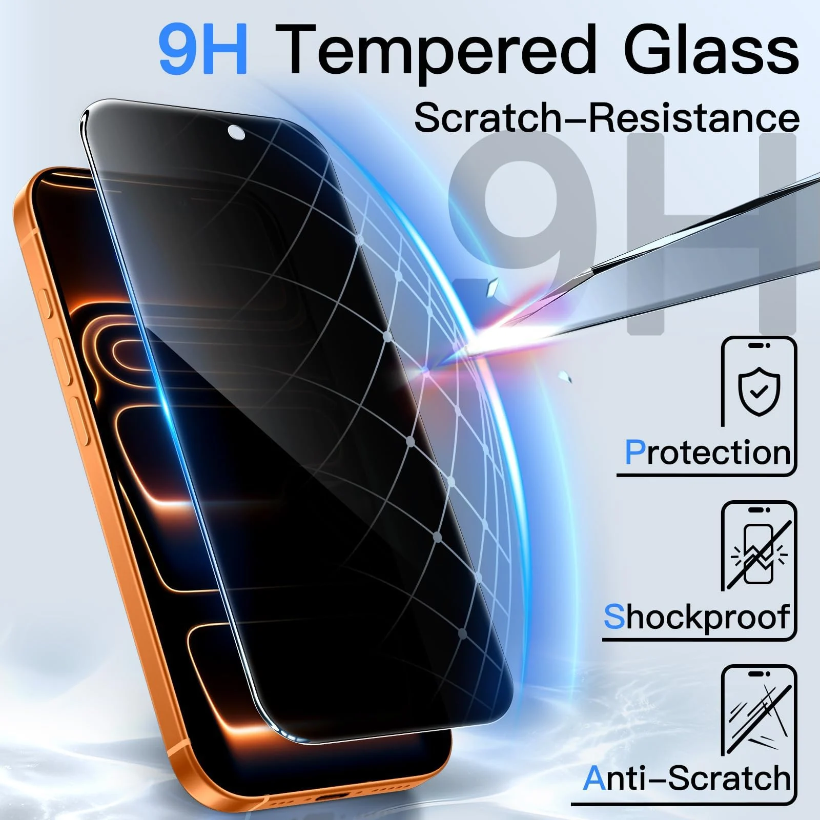DL3 Mobilak Screen Protector for iPhone 17 Pro Max 6.9-Inch, 9H Hardness Tempered Glass Film [Anti-Scratch] [No Bubbles] Anti-Spy Full Coverage Screen Protector for iPhone 17 Pro Max - Privacy