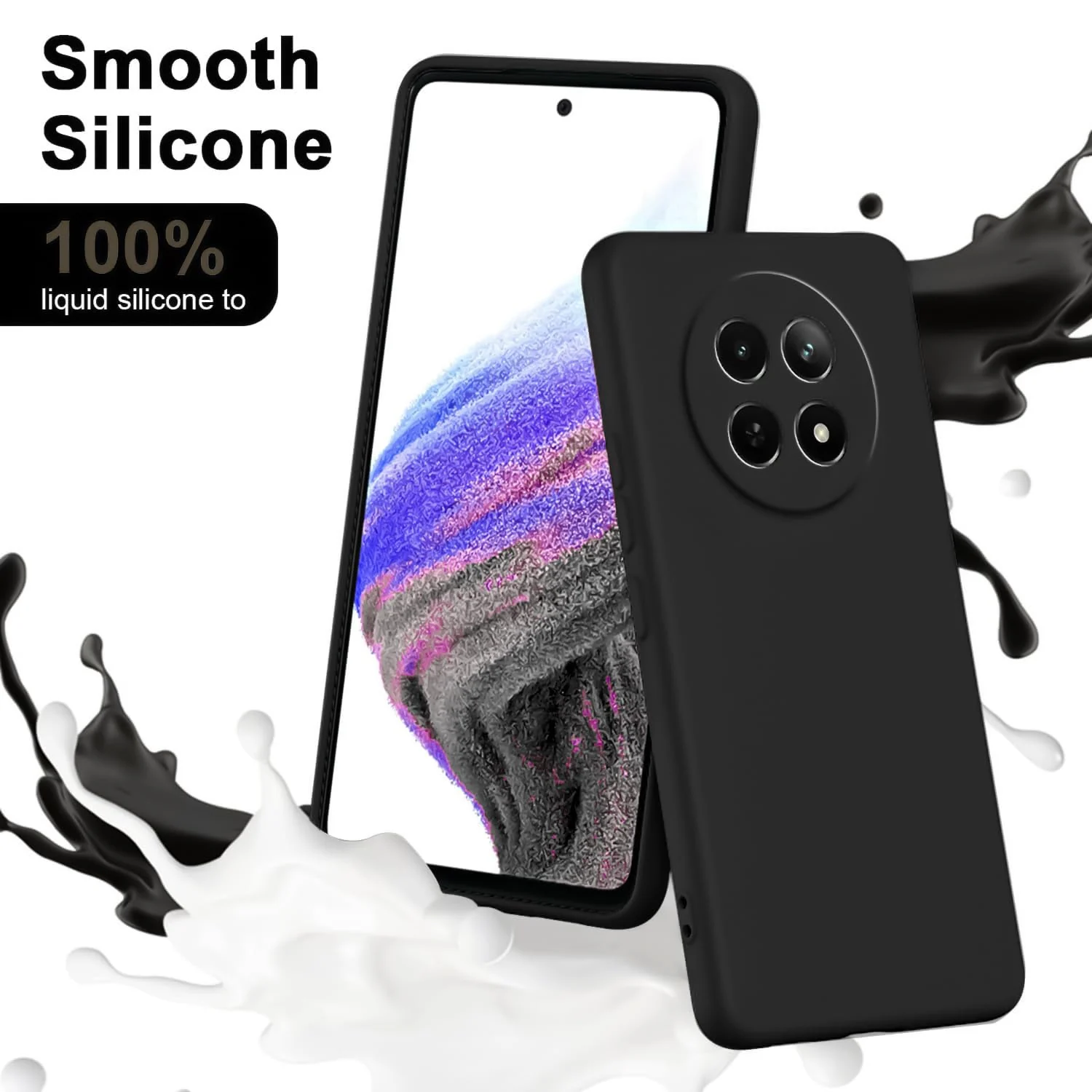 DL3 Mobilak Liquid Silicone Case for realme 13 5G / realme 12 5G / realme 12X 5G, Shock-absorbing protection, Scratch-resistant surface, Soft microfiber lining - Black