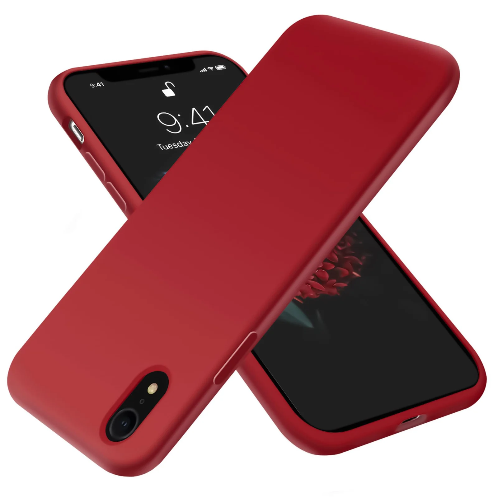 DL3 Mobilak Liquid Silicone Case for iPhone XR, Shock-absorbing protection, Scratch-resistant surface, Soft microfiber lining - Dark Red 2
