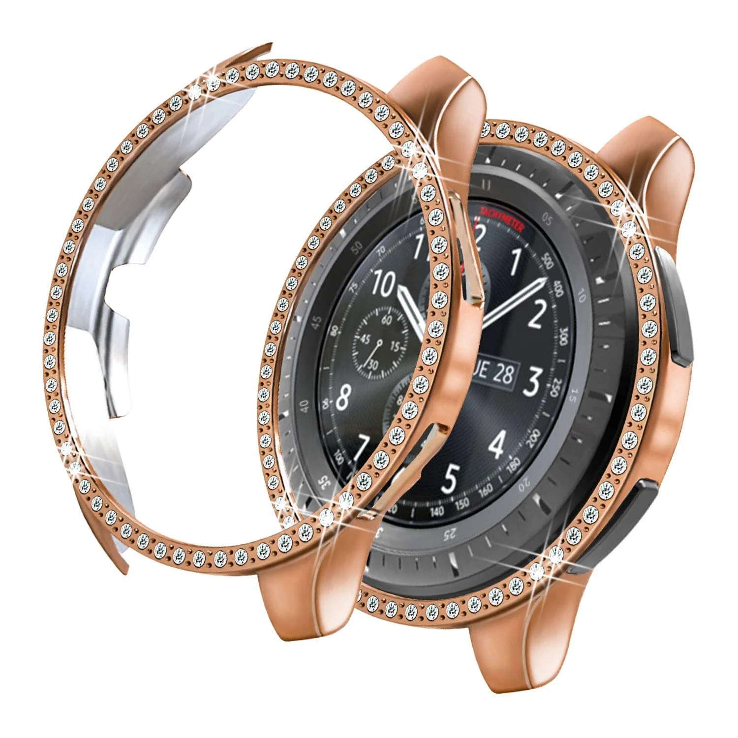 DL3 Mobilak Glitter Rhinestone Protective Case for Samsung Galaxy Watch 46mm / Samsung Watch Gear S3 Front - Pink