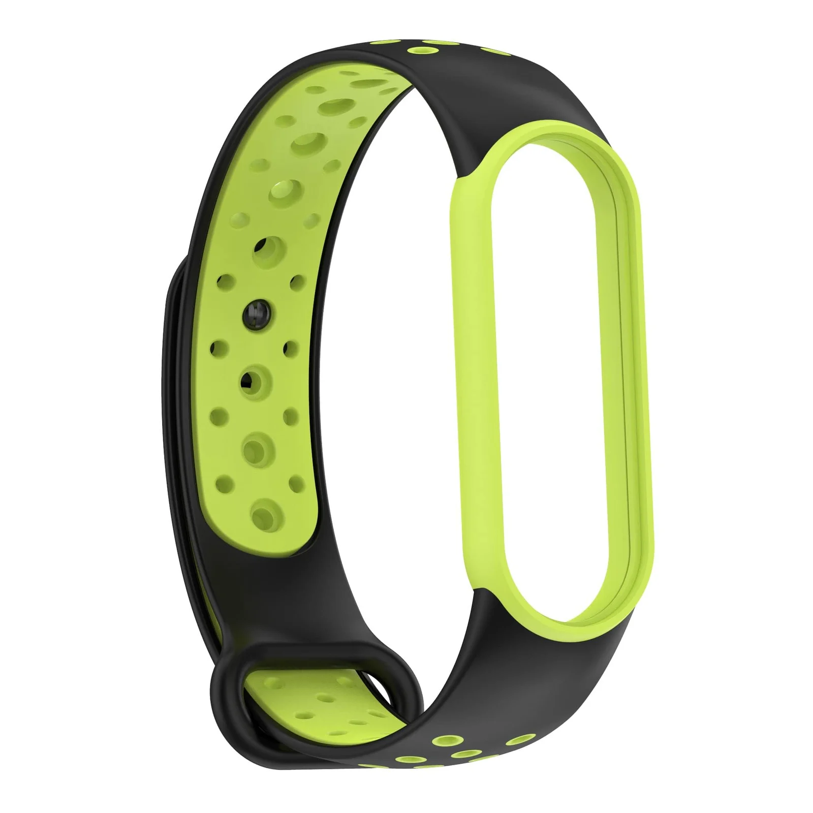 DL3 Mobilak Strap Compatible with Xiaomi Mi Band 4 / Mi Band 3, Women Men Armband, Two Colours Breathable Adjustable Soft Silicone Replacement Strap Compatible with Xiaomi Mi Band 3/4 - Black Lemon