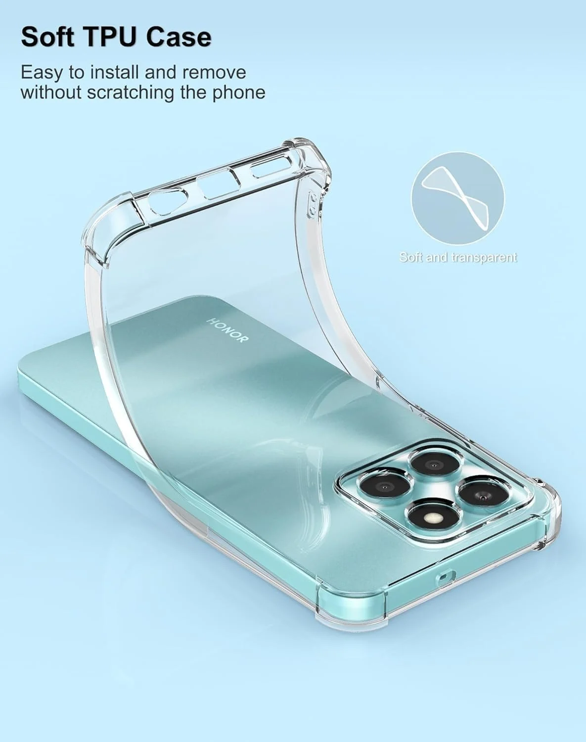 DL3 Mobilak Clear TPU Protective Case for Honor X8b with Camera Protection and Shockproof Design - Clear