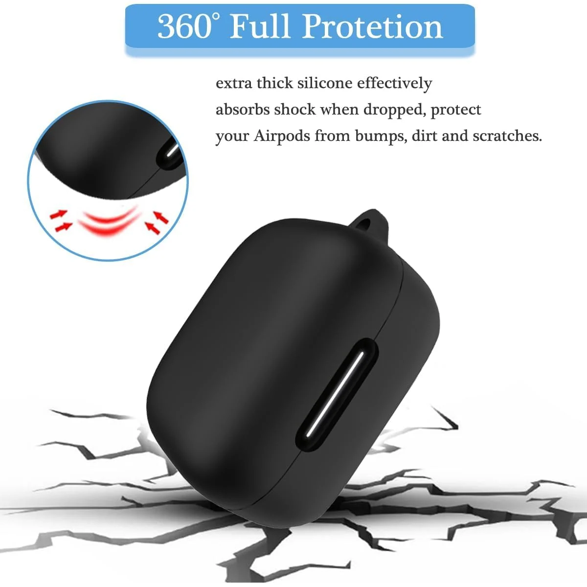 DL3 MOBILAK Soft Silicone Earbuds Case with Carabiner for Anker Soundcore R50i NC / P30i, Black