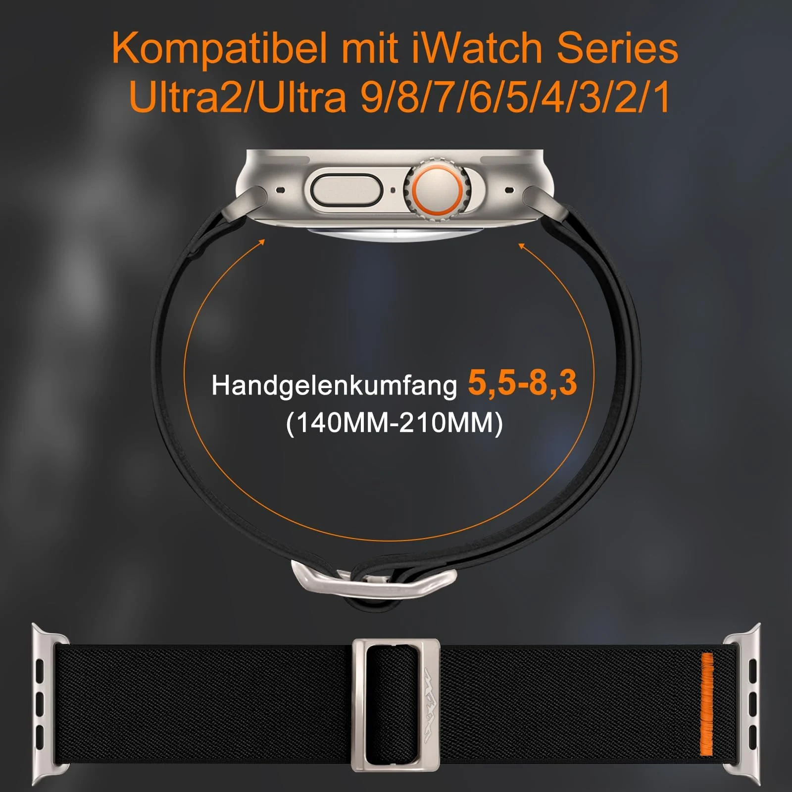 DL3 Mobilak Solo Loop Nylon Band Compatible with Apple Watch Ultra 2/Ultra Band 49mm 45mm 46mm 44mm 42mm for Men Women, Soft Fabric Braided Elastic Sport Strap for iWatch Series SE 10/9/8/7/6/5/4 - Black