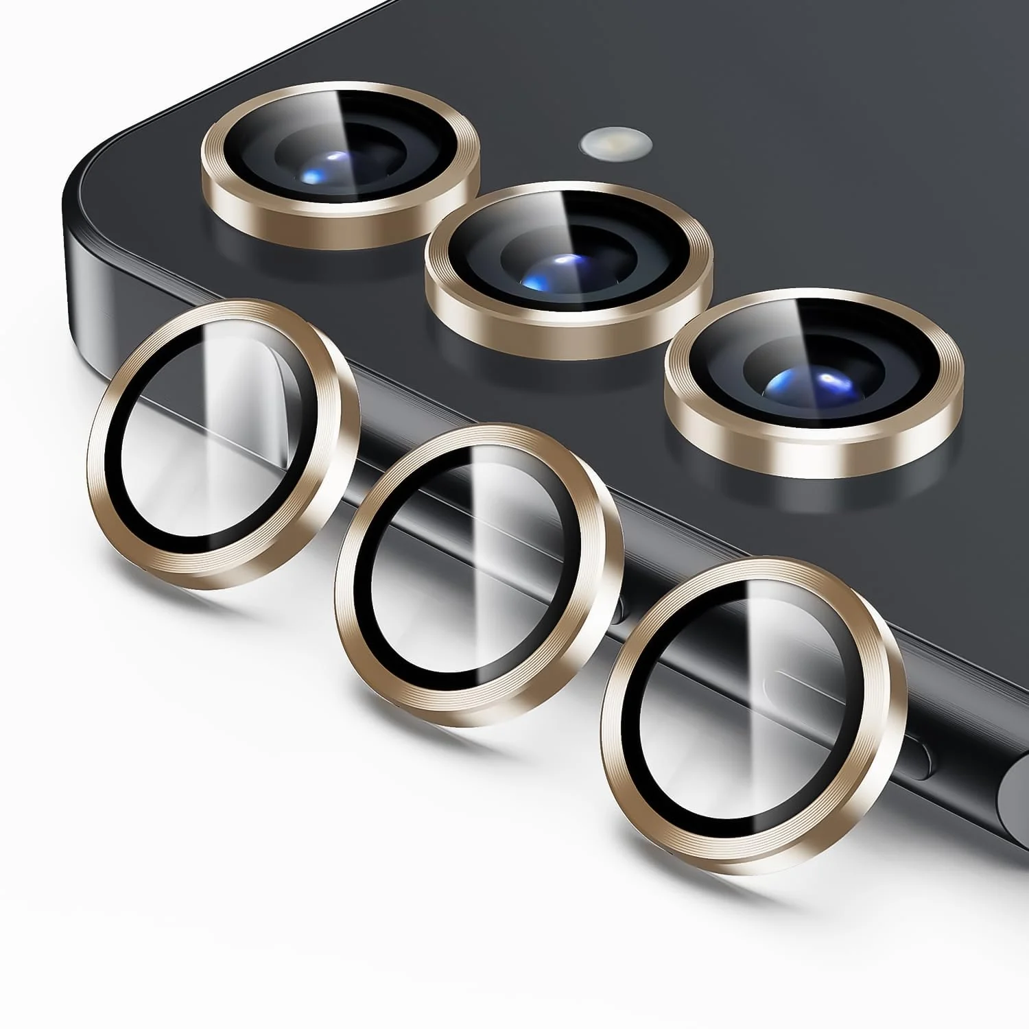 DL3 Mobilak Camera Lens Protector for Samsung Galaxy A25 Accessories, 9H Tempered Glass Metal Individual Ring Camera Cover Screen Protector, Case Friendly, Anti Scratch