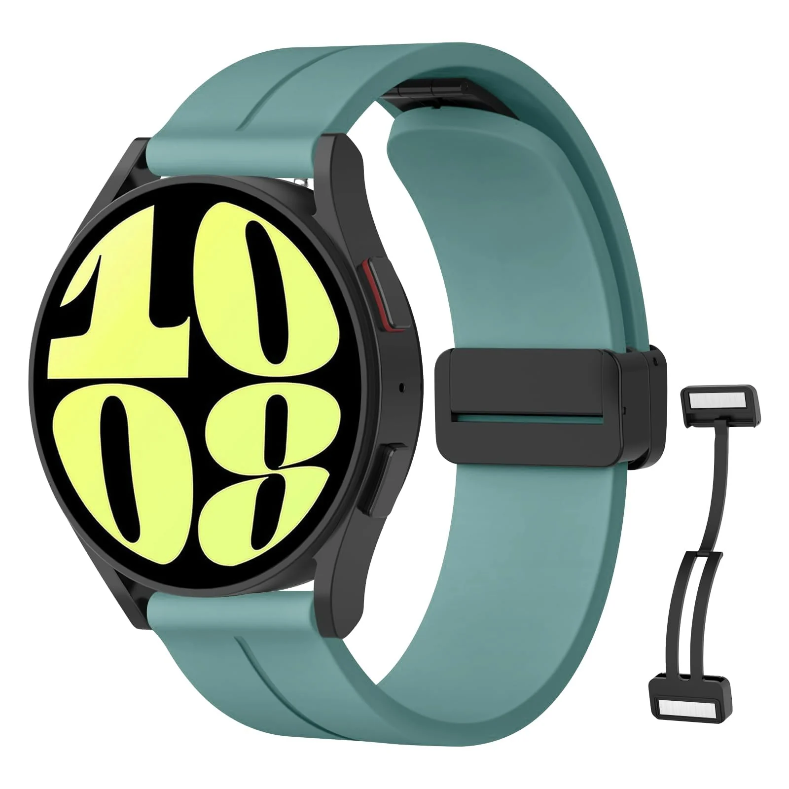 DL3 Mobilak 22MM Silicone Band Magnetic Clasp Strap For Xiaomi Redmi Watch 5 Active/5 Lite/Samsung Galaxy Watch 46mm/Watch 3 45mm/Gear S3/Huawei watch (GT6 GT5 GT4 GT3 46MM)/GT6 Pro/Amazfit GTR4 (A-Pine) - A-Pine Green