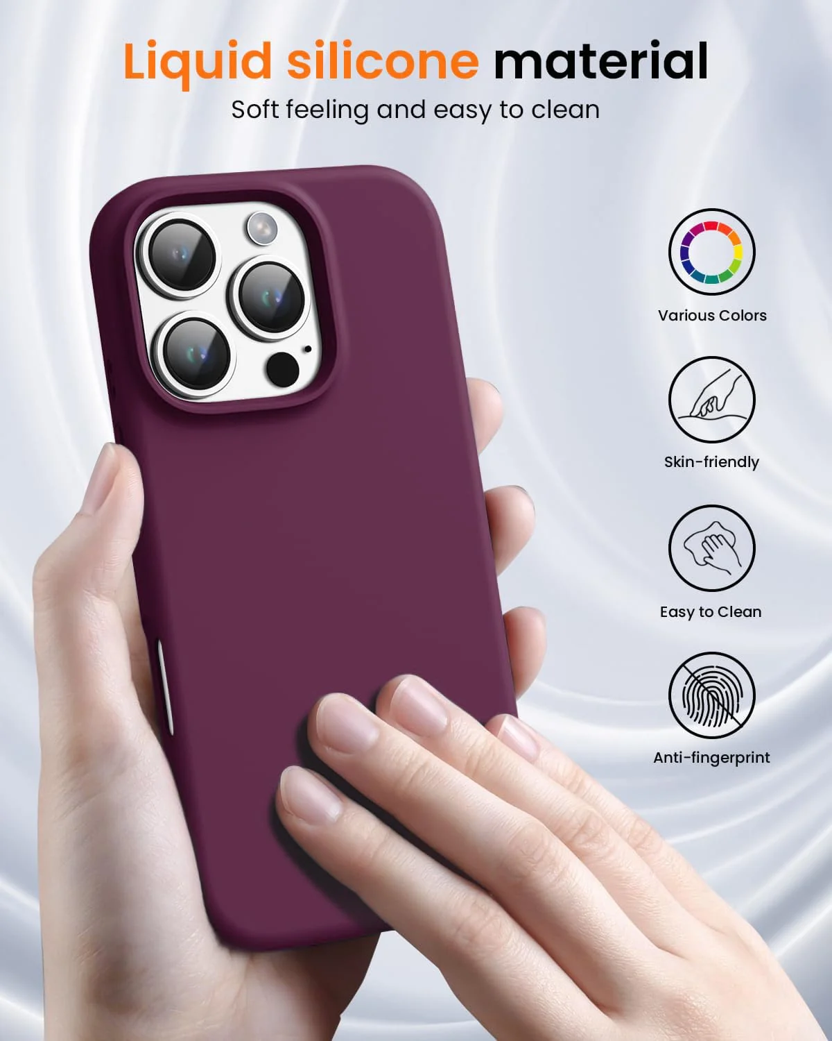 DL3 Mobilak Liquid Silicone Protective Case with Soft Microfiber Lining for iPhone 16 Pro - Wine Red