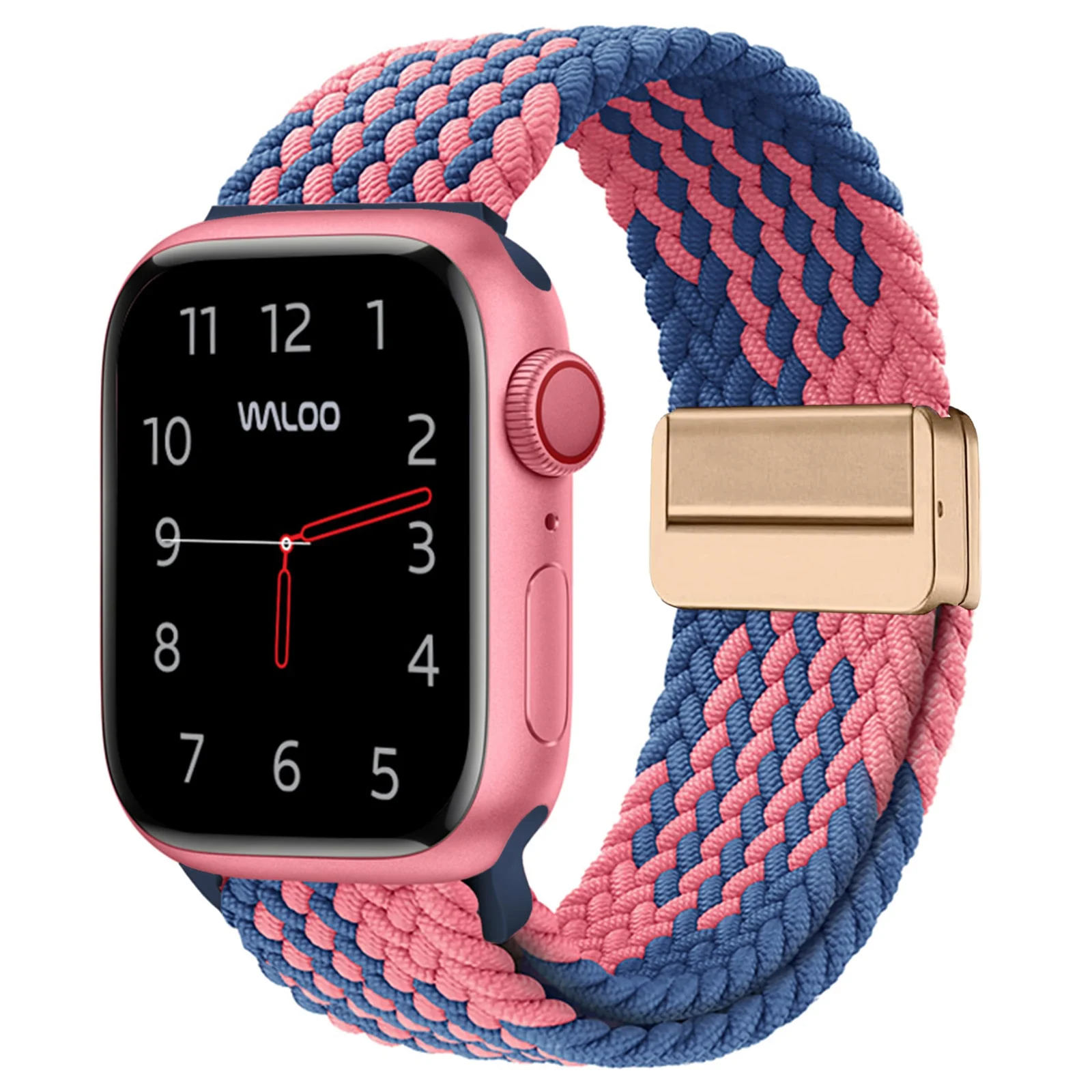 DL3 Mobilak Sport Solo Loop Compatible with Apple Watch Band 42mm 44mm 45mm 46mm 49mm for Women Men, Magnetic Strap Stretchy Braided Wristband for iWatch Series 11 10 9 8 7 6 5 4 3 Ultra 3 2 1 SE SE2 - Blue-Pink