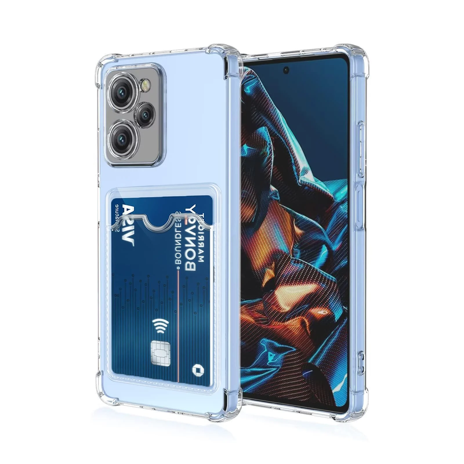 DL3 Mobilak Clear TPU Wallet Case with Card Slot and Camera Protection for Xiaomi Poco X5 Pro 5G - Transparent