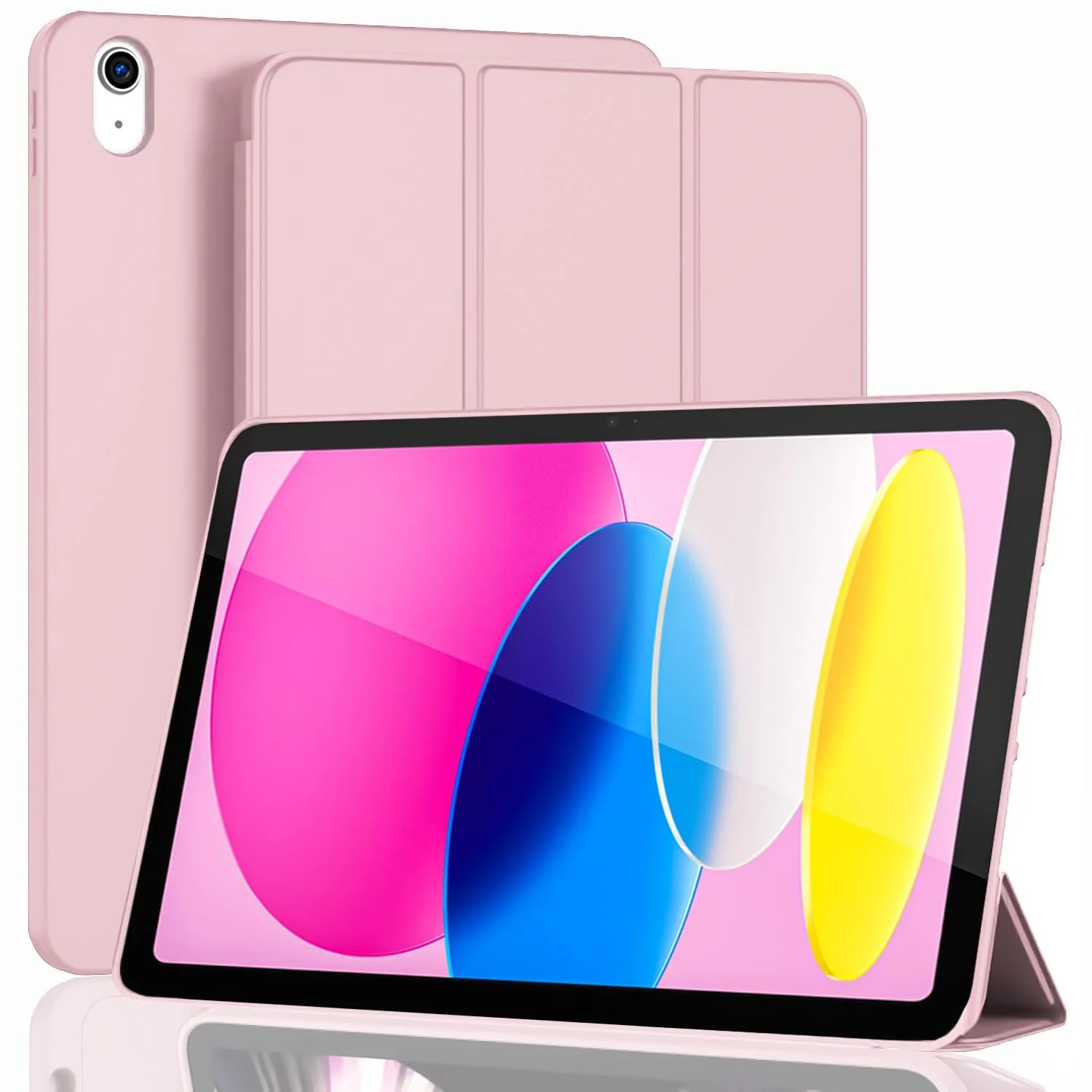 DL3 Mobilak iPad 10th Generation Case, Auto Wake&Sleep iPad Cover 10th Generation Case, Slim Trifold Stand TPU Back Shell Case for iPad 10th Gen 10.9 inch - Rose Gold