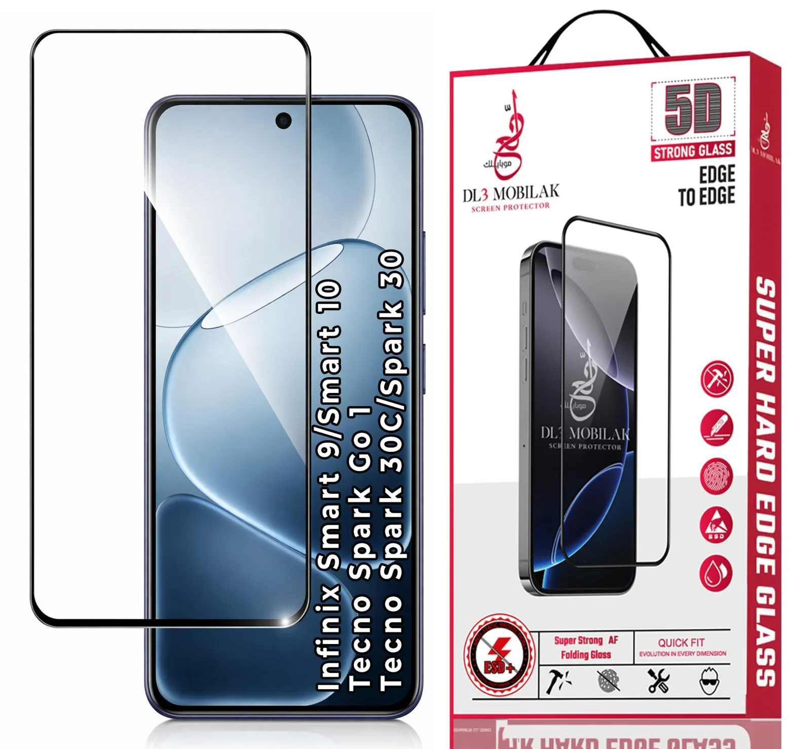 DL3 Mobilak for Infinix Smart 9/Infinix Smart 10/Tecno Spark Go 1/Spark 30C/Spark 30 Tempered Glass Screen Protector, 9H Hardness Anti-Scratch Tempered Glass flim, Case Friendly, Anti-Scratch - Clear